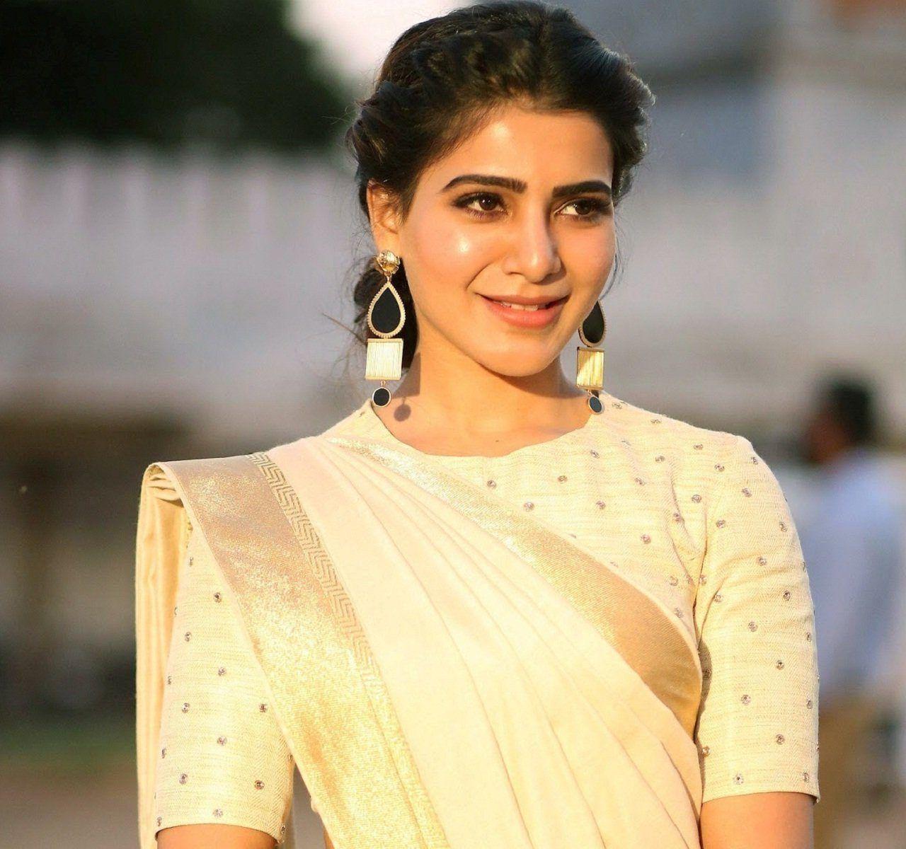 1280x1200 Actress Samantha Ruth Gorgeous South Actress In White Saree HD Wallpaper