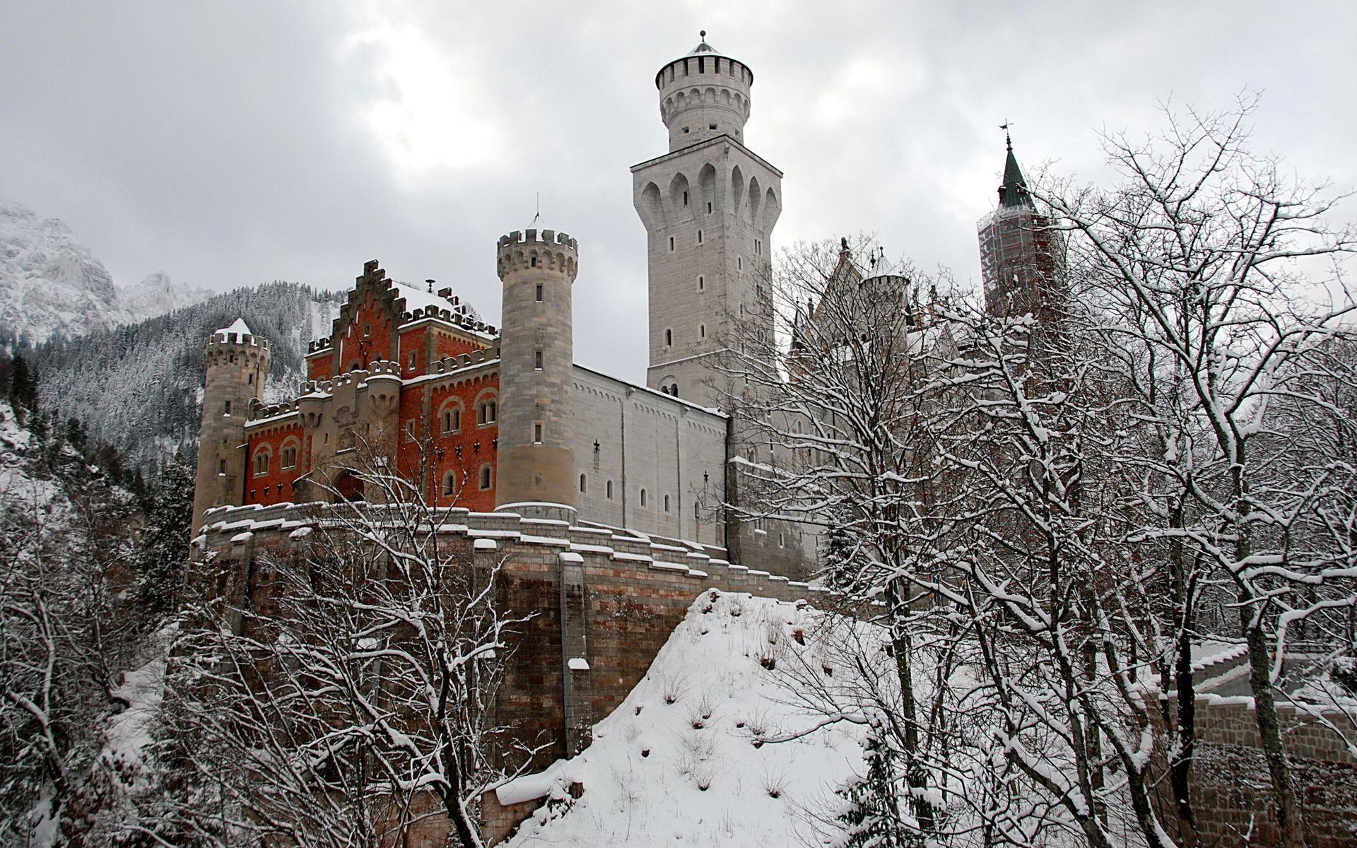 1920x1200 German Castle Snow Mountain Wallpaper. Disney Castle Wallpaper, Romantic Castle Wallpaper and Fireplace Castle Wallpaper