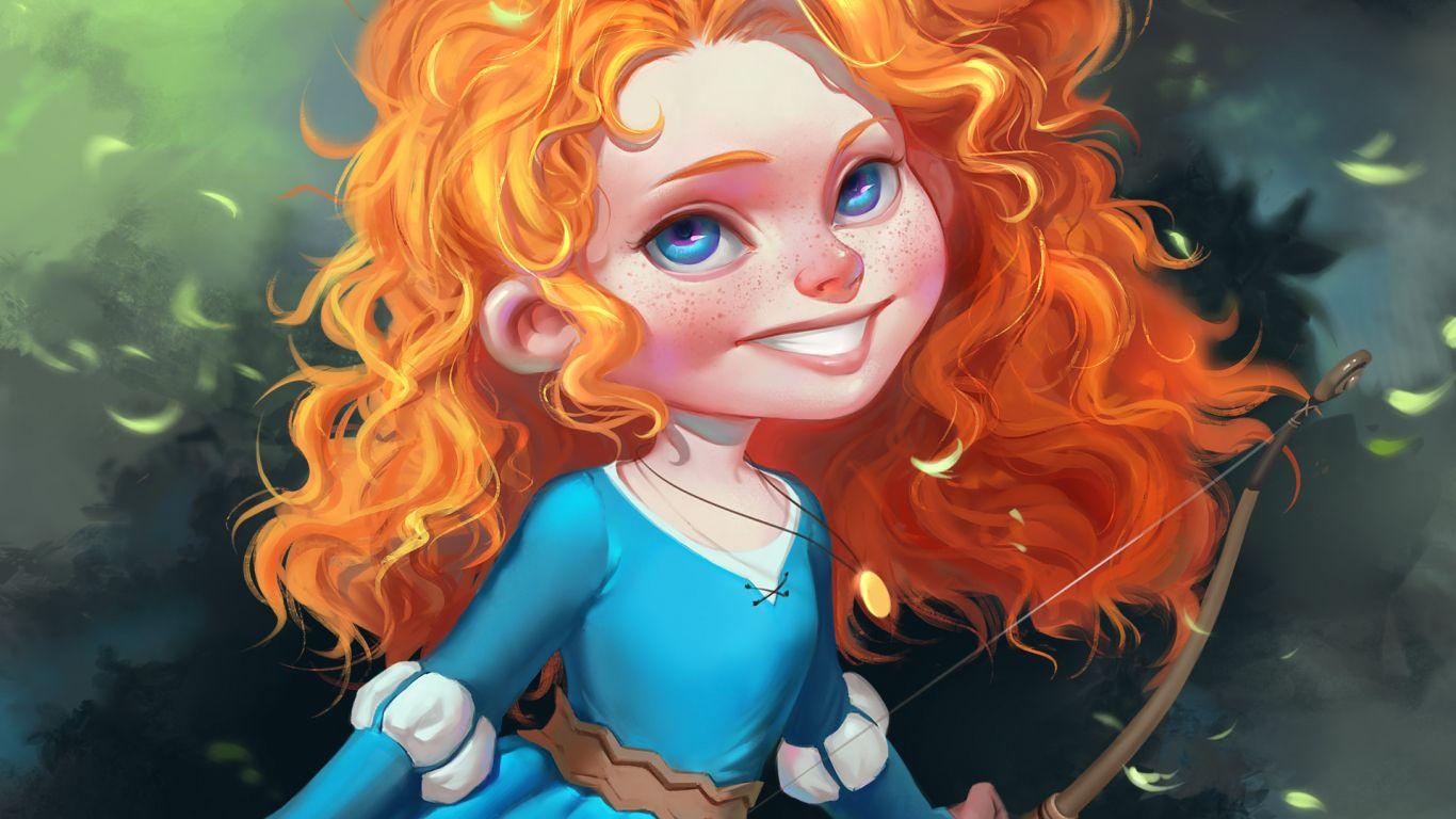 1366x768 Desktop Wallpaper Small Red Head Girl, Brave Animation Movie, Art, HD Image, Picture, Background, Zrjdkj