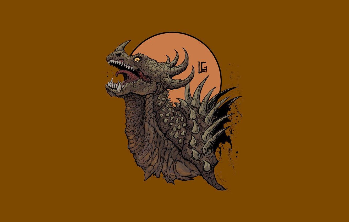 1332x850 Wallpaper Figure, Monster, Background, Godzilla, Art, Art, Godzilla, Gull, Creatures, By Leonardo Gonzalez, Leonardo Gonzalez, Kaiju portraits, By LG, Anguirus, Angirus image for desktop, section минимализм