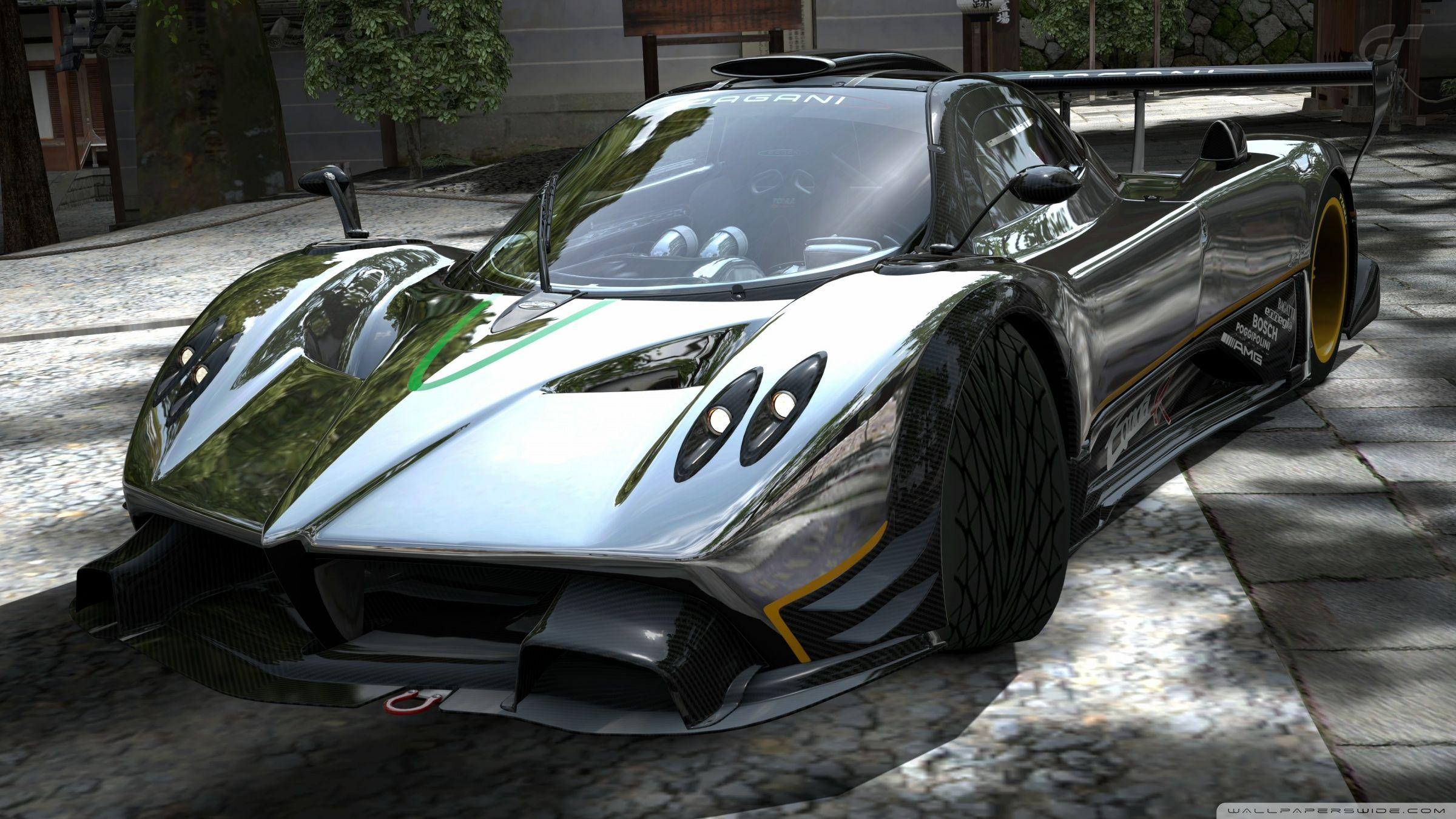2400x1350 Gran Turismo Pagani Zonda R Chrome Wallpaper