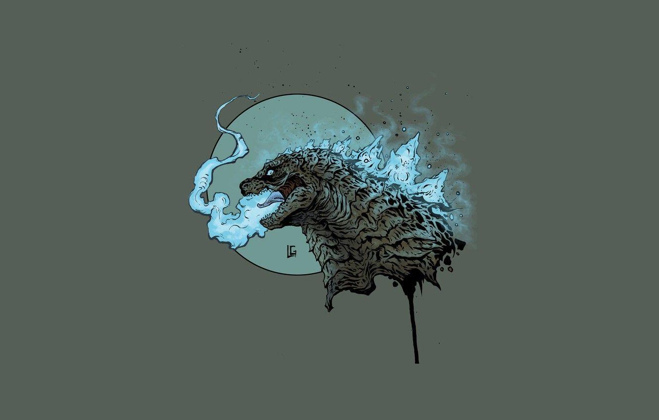 1332x850 Wallpaper Figure, Monster, Background, Godzilla, Art, Art, Godzilla, Gull, Creatures, By Leonardo Gonzalez, Leonardo Gonzalez, Kaiju portraits, By LG, Godzilla - for desktop, section минимализм