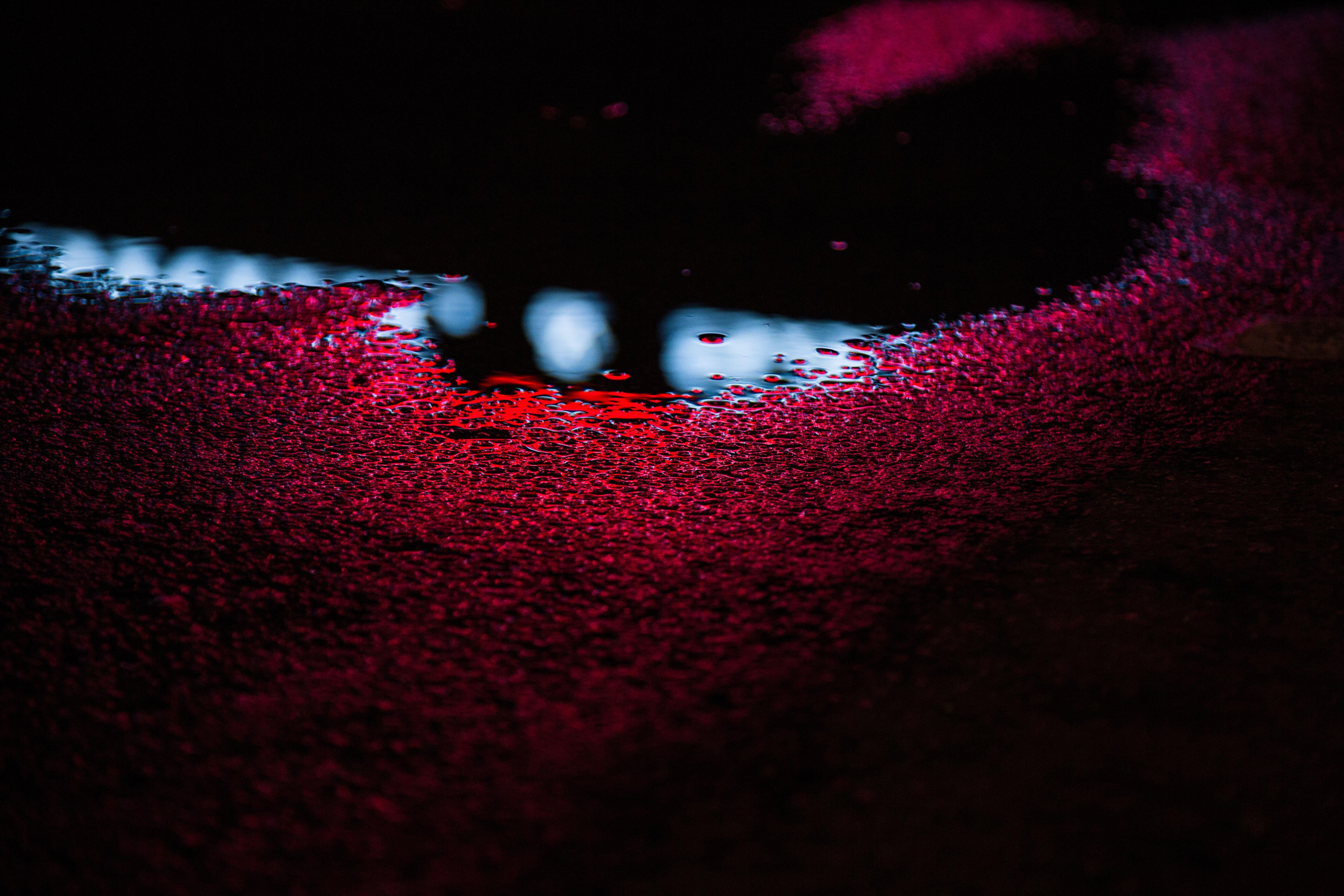 5760x3840 #Macro, #Rain water, #Neon, #Reflections, K, #Road. Mocah.org HD Wallpaper