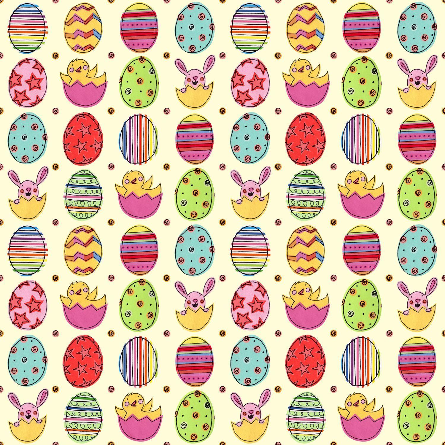 1500x1500 Bird Meets Worm: Happy Easter Eggs Repeat Pattern. Easter chicks, Easter wallpaper, Happy easter