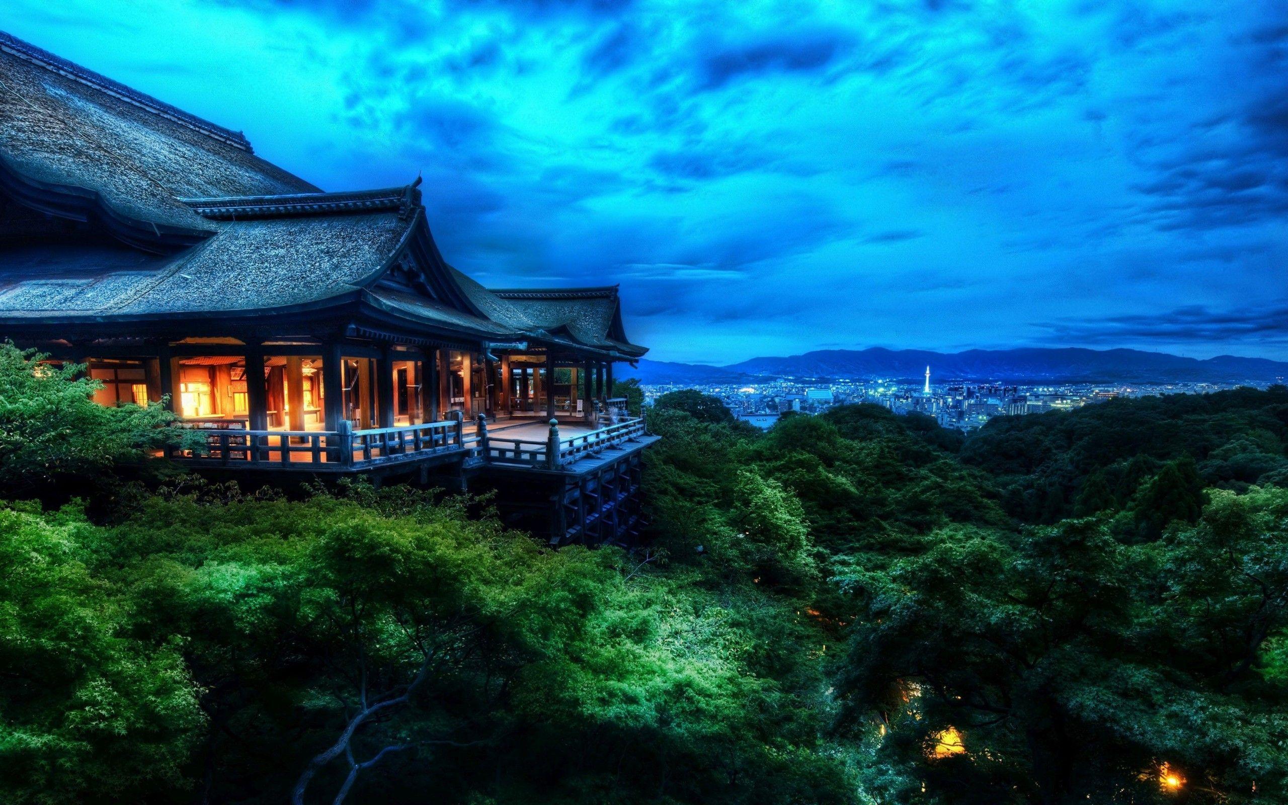 2560x1600 Temple in Kyoto at night HD desktop wallpaper : Widescreen : High