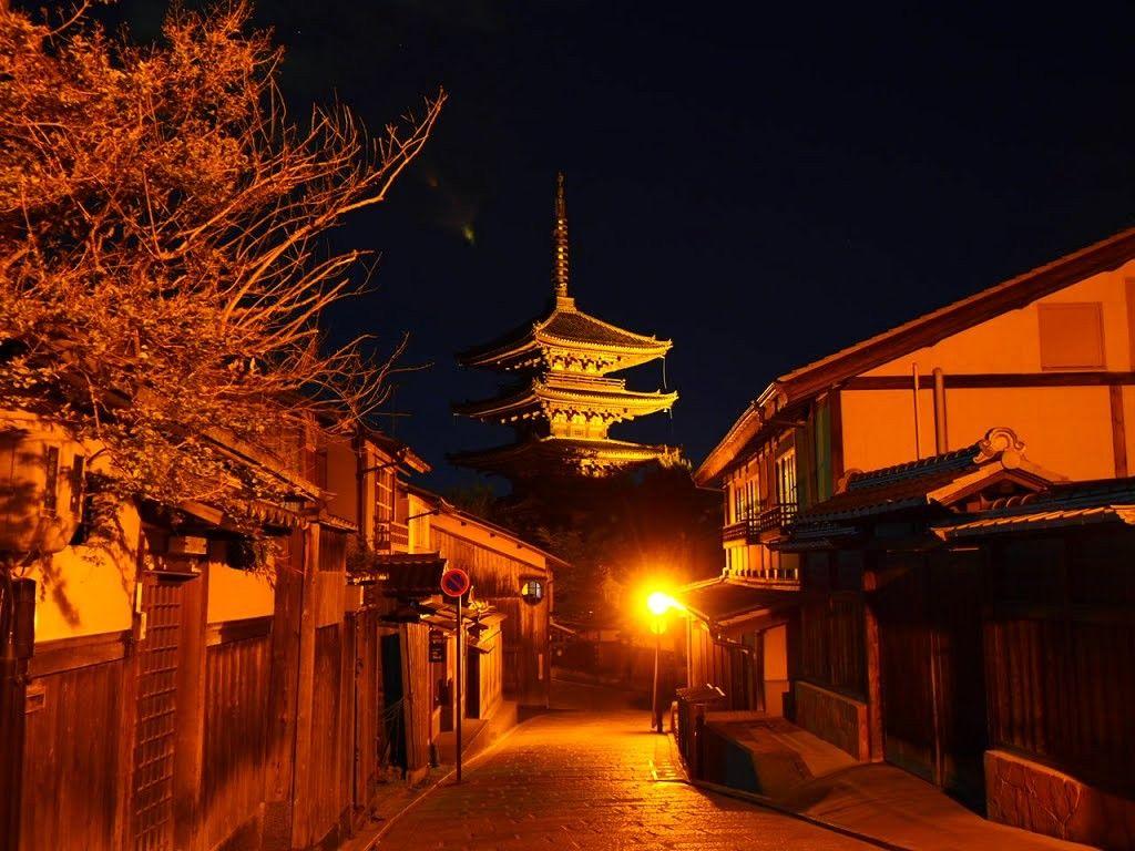 1024x768 Other: Kyoto City Japanese Temple Japan Night Street Picture Gallery