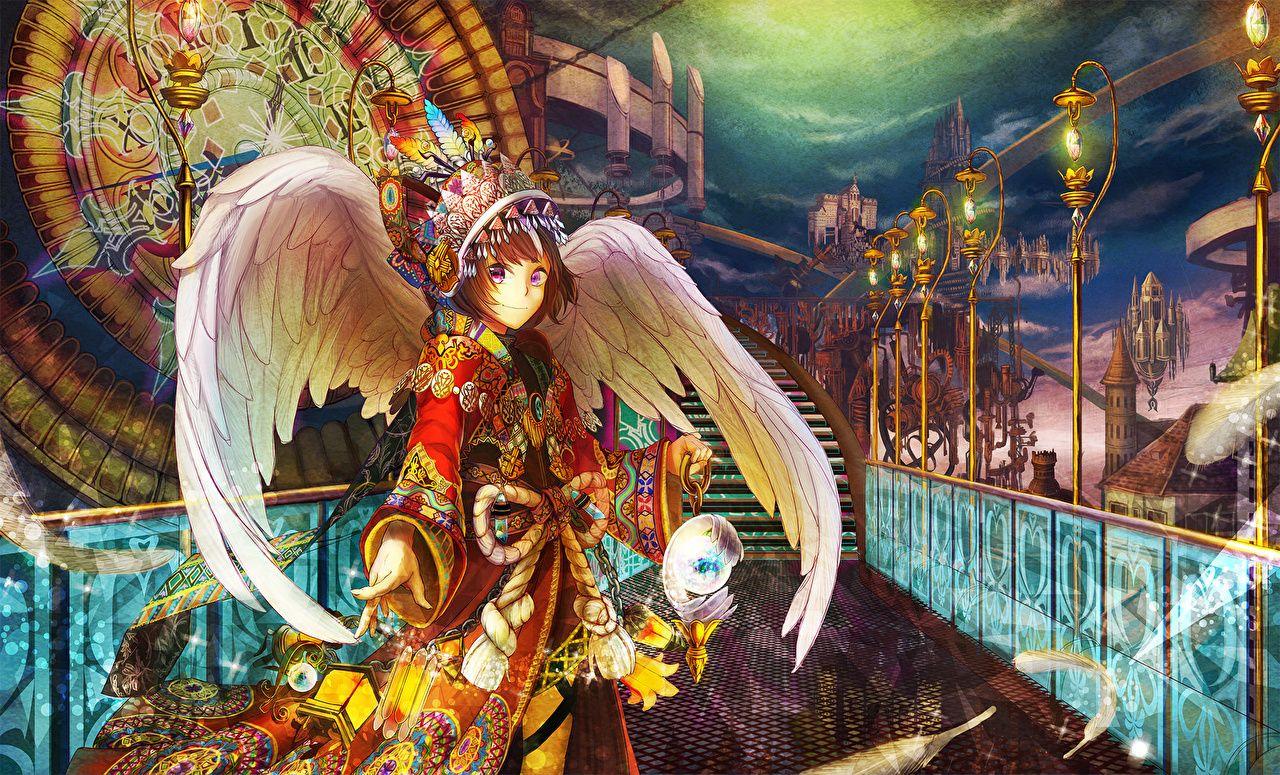 1280x775 Wings Kimono Anime Girls Fantasy Angels