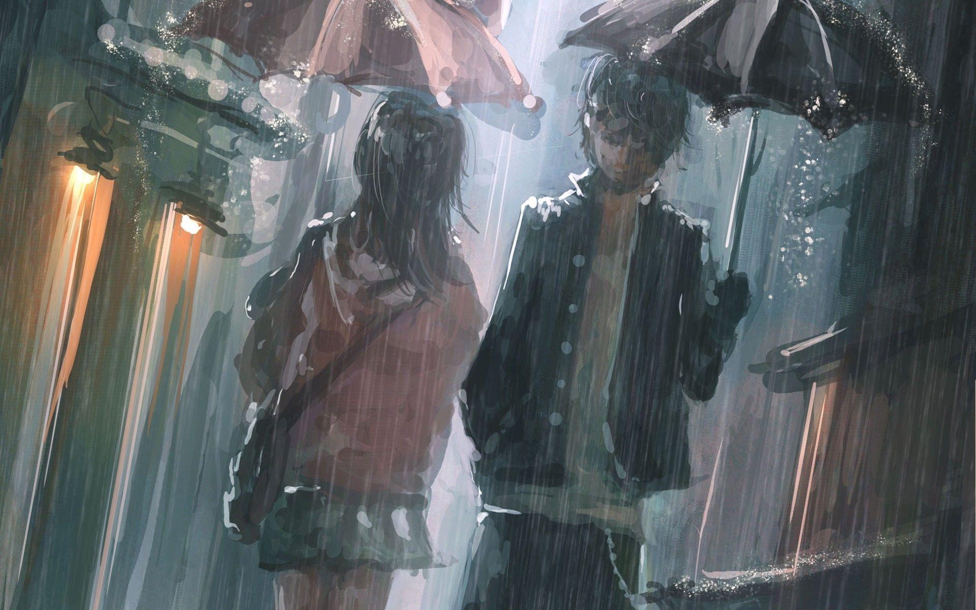 1920x1200 Girl & Boy Rain Umbrella wallpaper. Girl & Boy Rain Umbrella