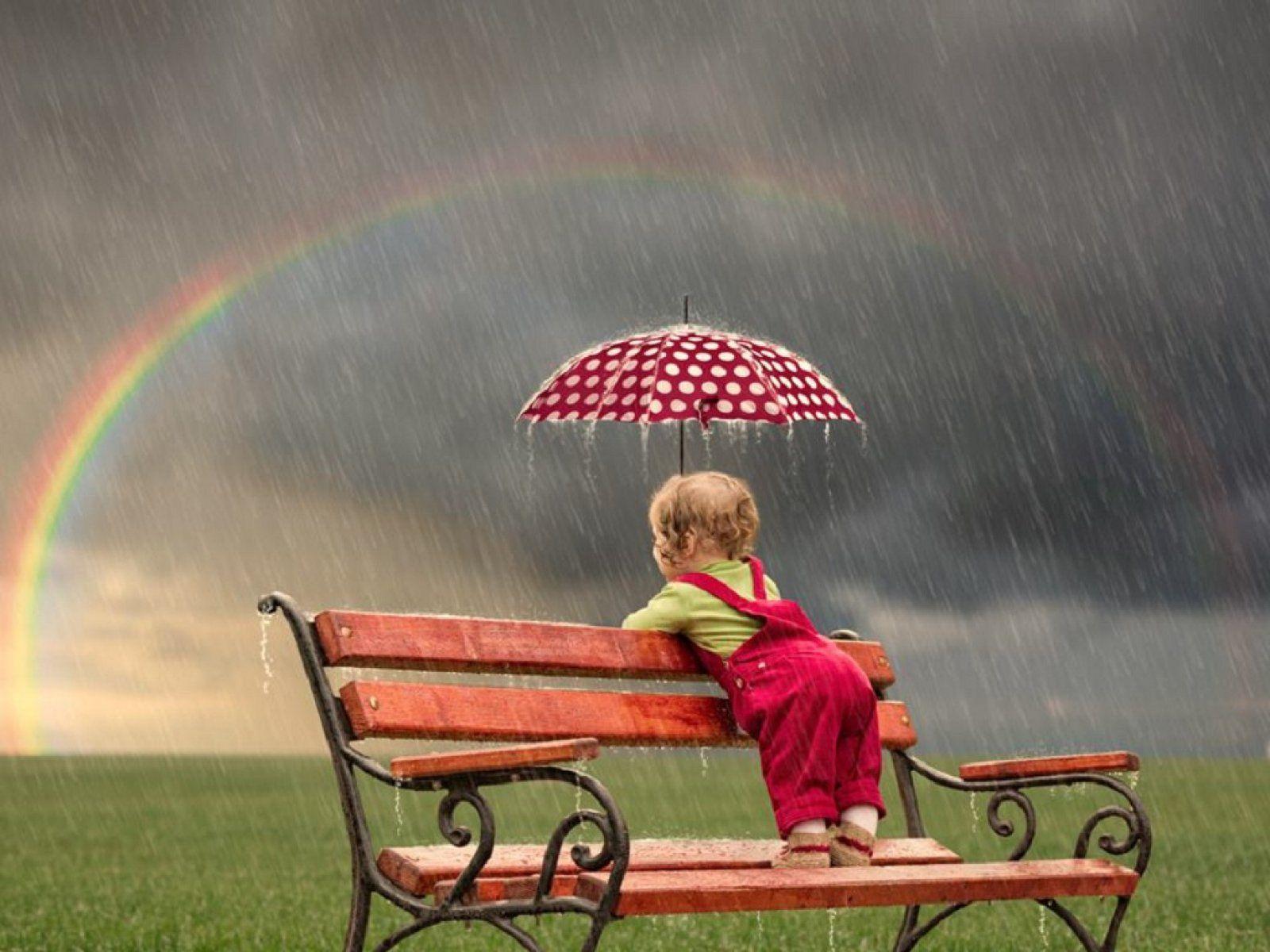 1600x1200 umbrella, Child, Rain, Nature, Cloud, Baby Wallpaper HD / Desktop and Mobile Background