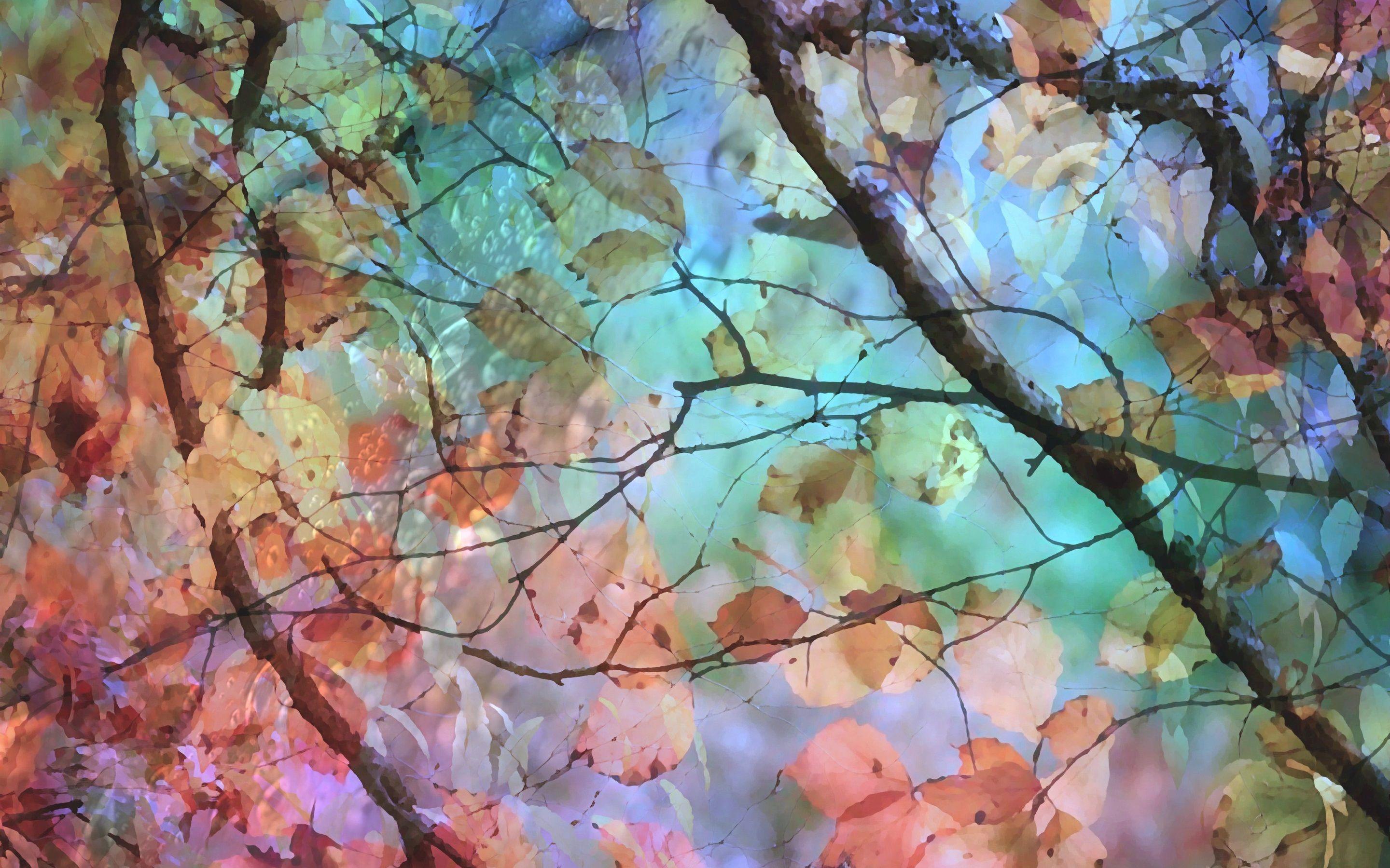 2880x1800 Wallpaper Watercolor painting, tree, leaves, autumn 2880x1800 HD Picture, Image
