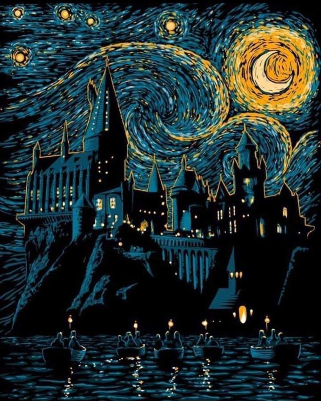 HD wallpaper dark trees Hogwarts landscape magic castle night  lights  Wallpaper Flare