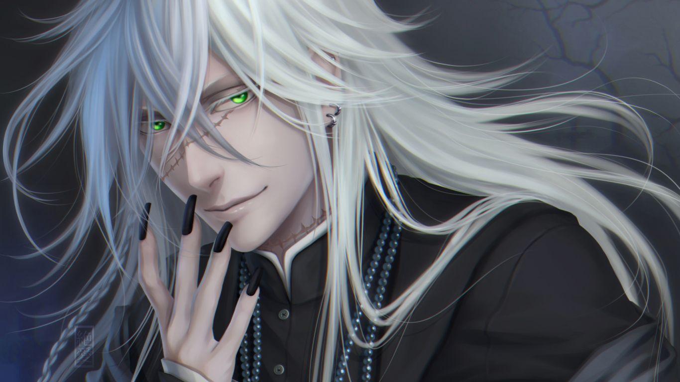 1366x768 Wallpaper black butler face scar hair laptop HD Wallpaper