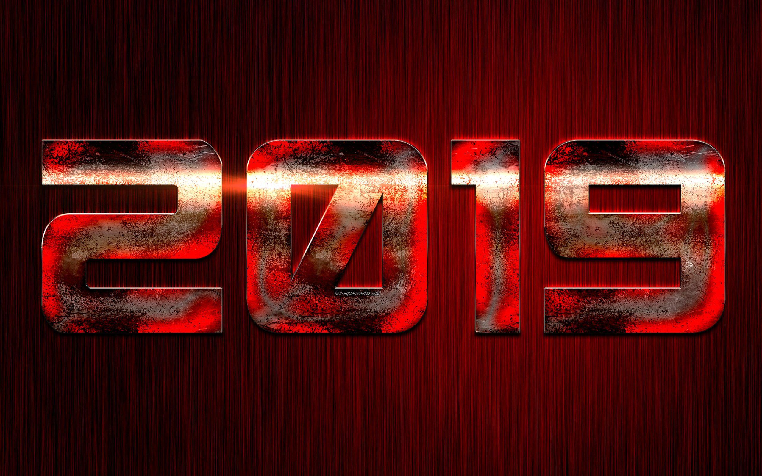 2560x1600 Download wallpaper 2019 Year, red metal letters, art, red background, creative art, Happy New Year, 2019 concepts, red numbers for desktop with resolution 2560x1600. High Quality HD picture wallpaper