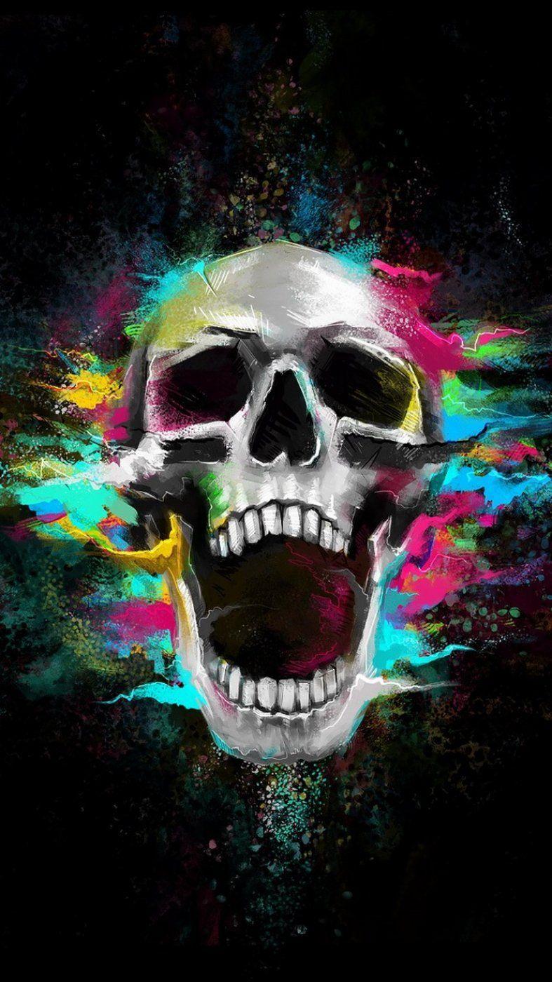 787x1400 Growl Shouting Skull Colorful Whatsapp Wallpaper #Whatsapp #Wallpaper. Skull wallpaper, iPhone wallpaper for guys, Unique iphone wallpaper
