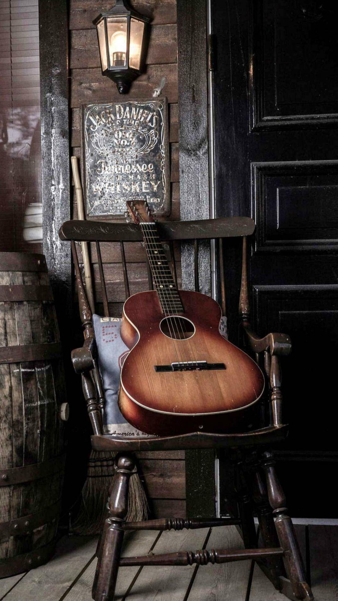 1080x1920 Old Guitar On Chair #iPhone #wallpaper. iPhone 8 wallpaper