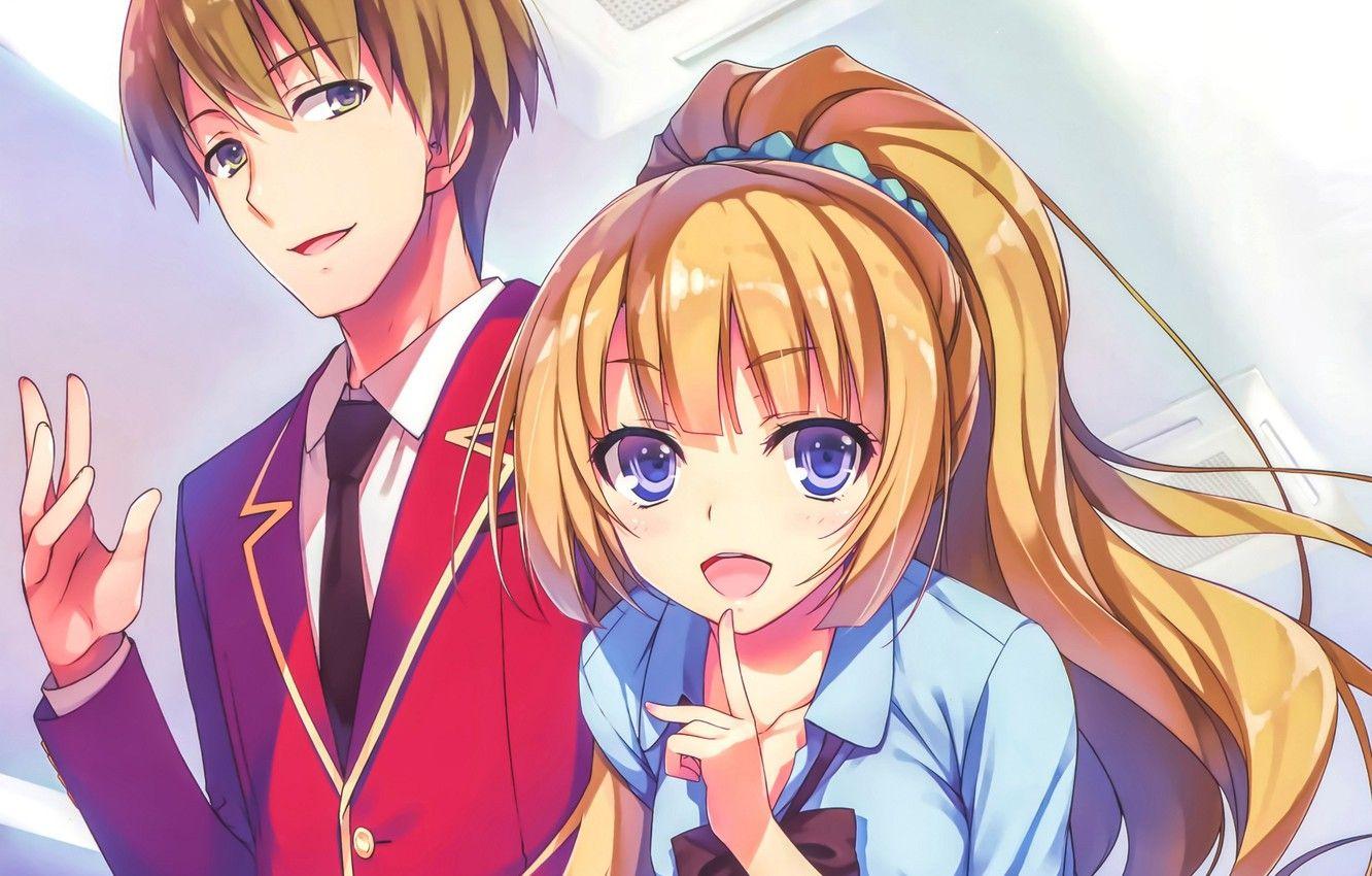 1332x850 SHUGI girl, background, ventilation, guy, two, Youkoso
