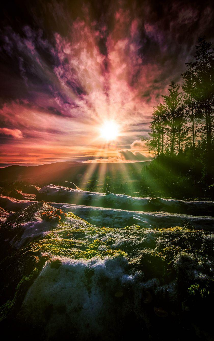 840x1336 Download 840x1336 wallpaper sunrise, sunbeams, wicklow, mountains, ireland, iphone iphone 5s, iphone 5c, ipod touch, 840x1336 HD image, background, 7376