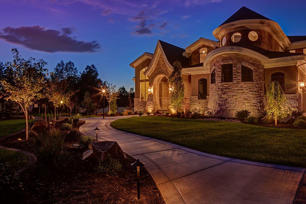 1280x853 Wallpaper USA Salt Lake City Utah Mansion Lawn night time Street