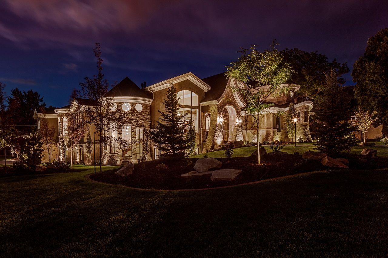1280x853 Photo USA Salt Lake City Utah Mansion Lawn Night Trees Cities