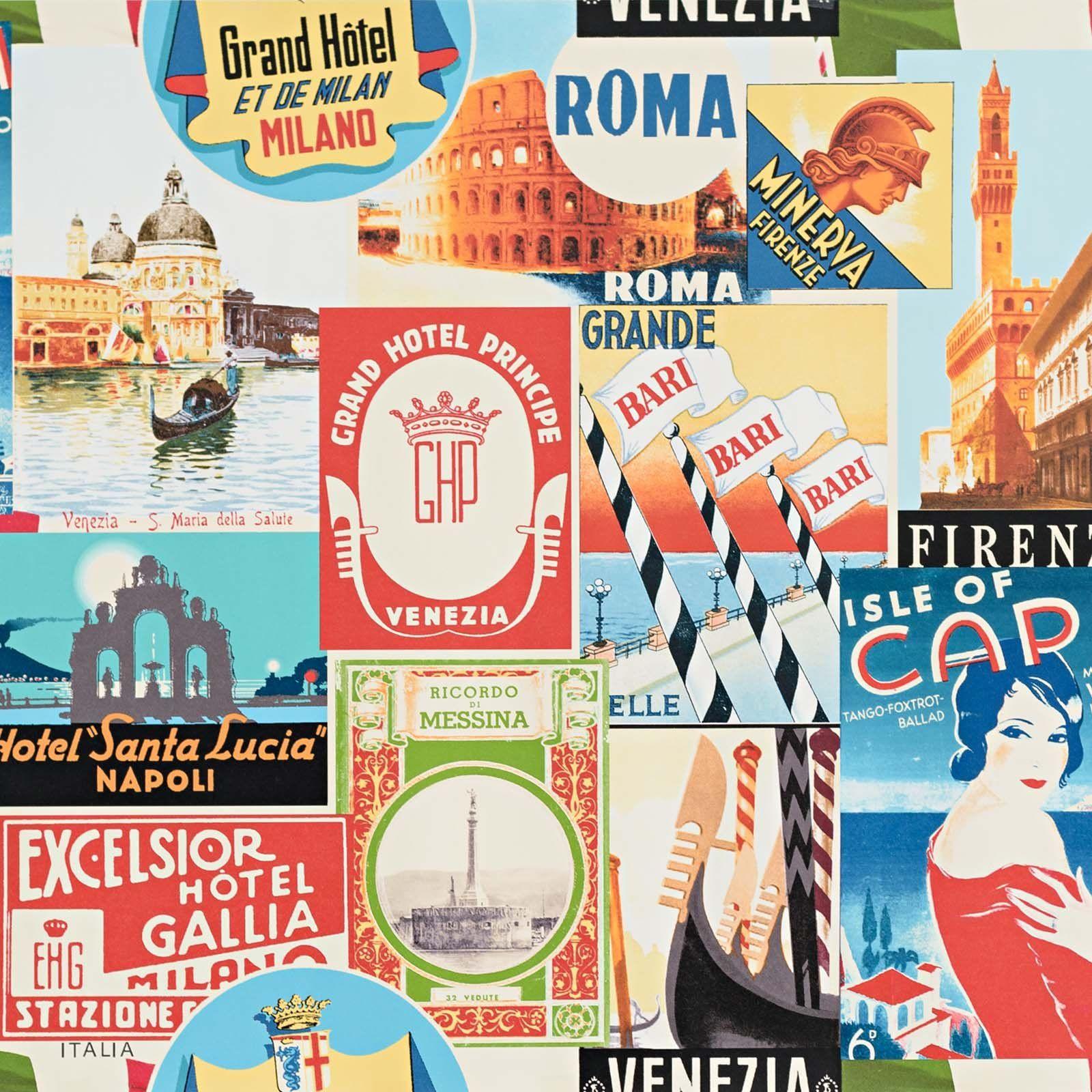 1600x1600 Retro Italian poster Wallpaper Venice Italy Milan Capri