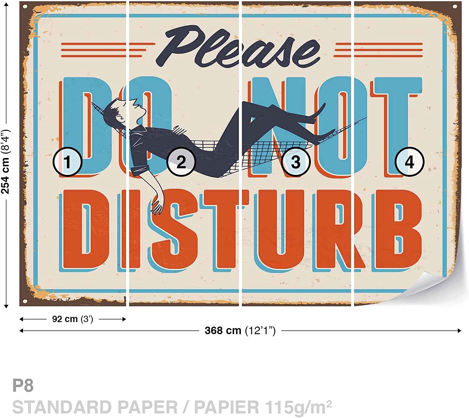 1500x1336 Retro Poster Do Not Disturb Wall Mural Photo Wallpaper Room Décor (3183WS)