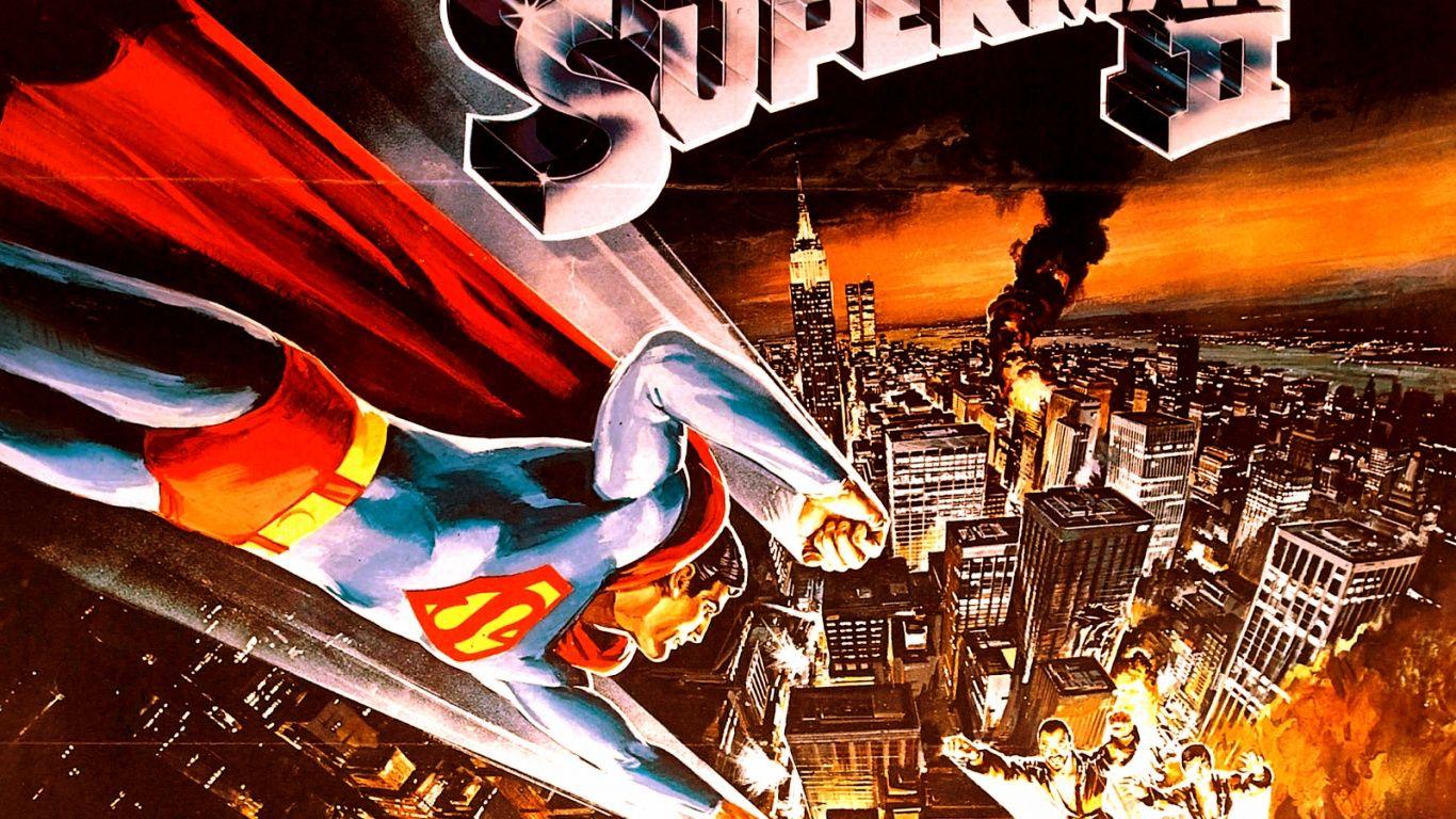 1366x768 Superman II Vintage Poster desktop PC and Mac wallpaper