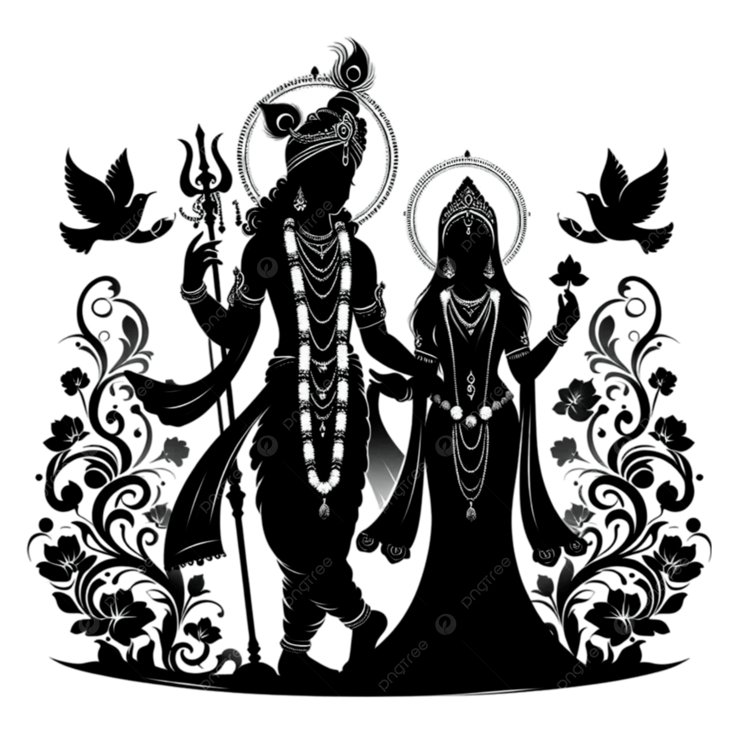 2500x2500 Lord Shiva And Goddess Durga In A Harmonious Pose Showcasing Divine Energy Grace Black White Clipart