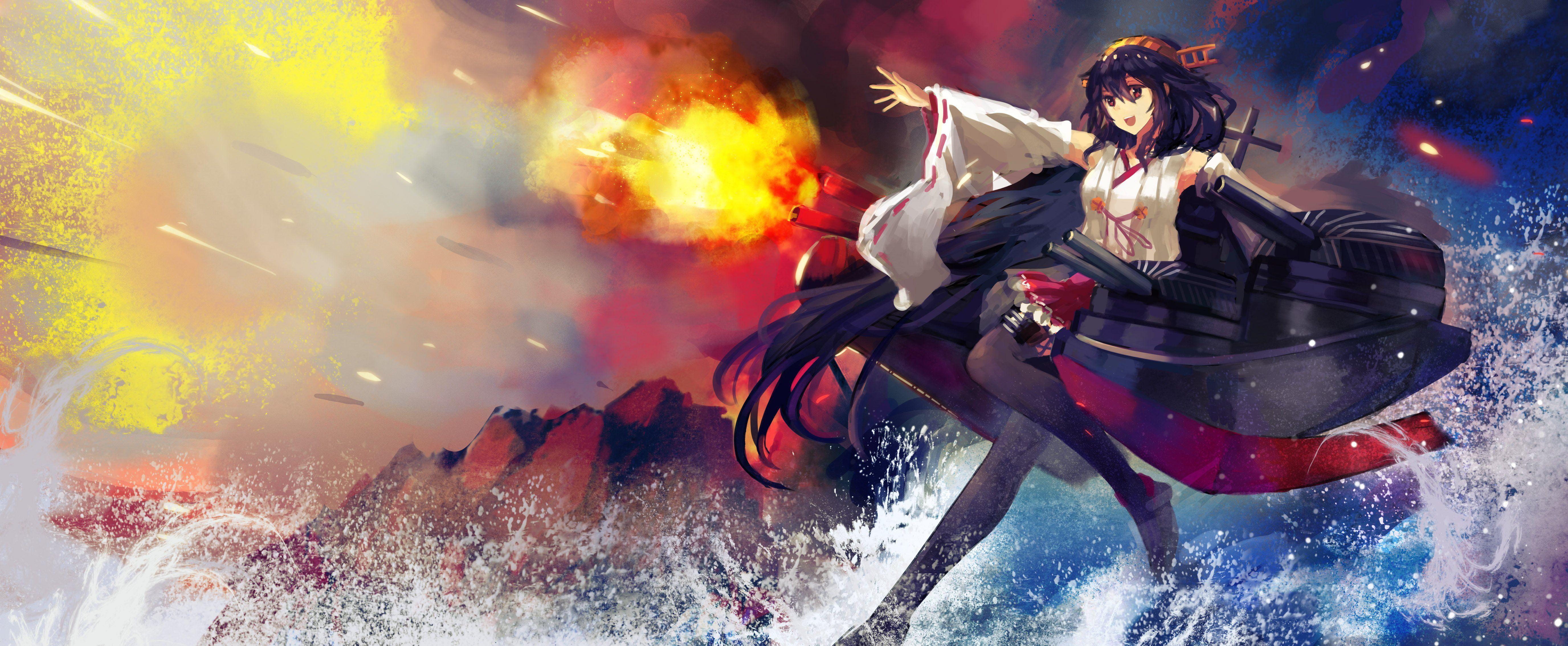 5504x2267 Kantai Collection Haruna wallpaperx2267