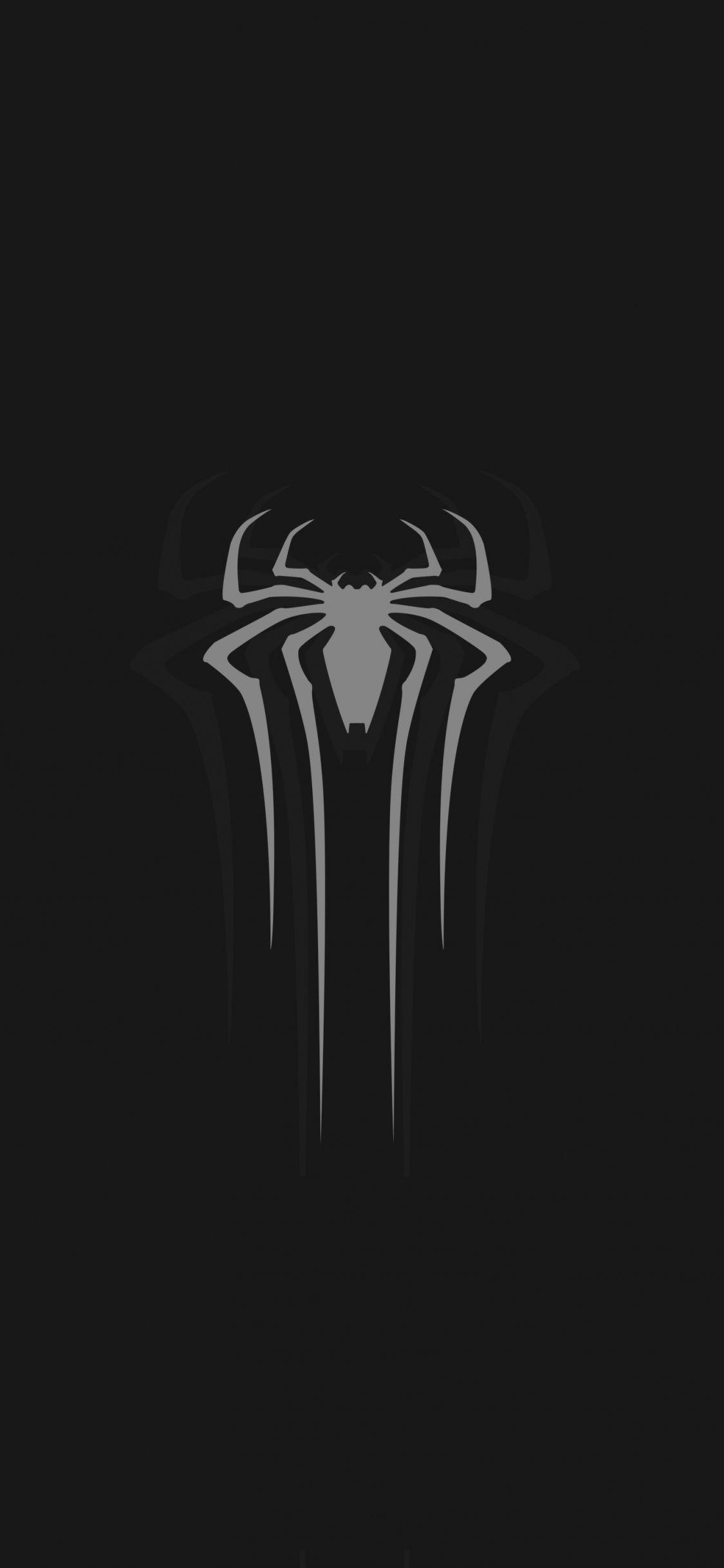 1125x2436 Download 1125x2436 Wallpaper Logo, Gray, Spider Man, Minimal, Dark, Iphone X 1125x2436 HD Image, Background, 15218
