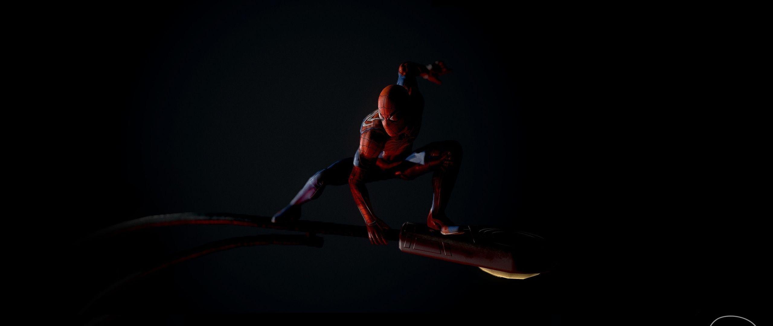 2560x1080 Download 2560x1080 Wallpaper Street Light And Spider Man, Dark, Art, Dual Wide, Widescreen, 2560x1080 HD Image, Background, 9262