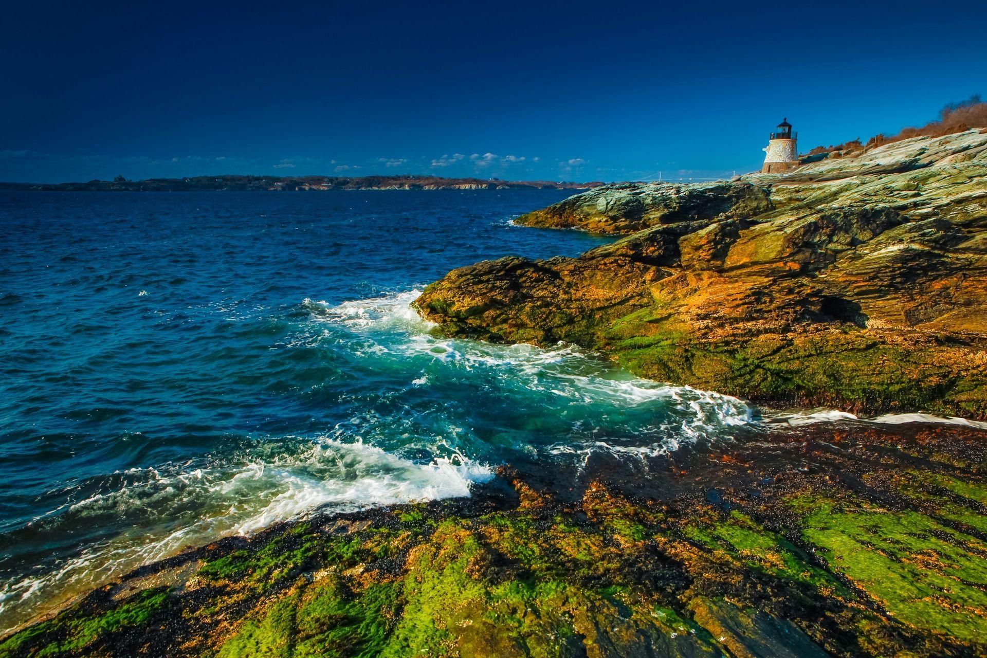 1920x1280 Wales, England, Bristol Bay, coast, lighthouse wallpaper desktop background