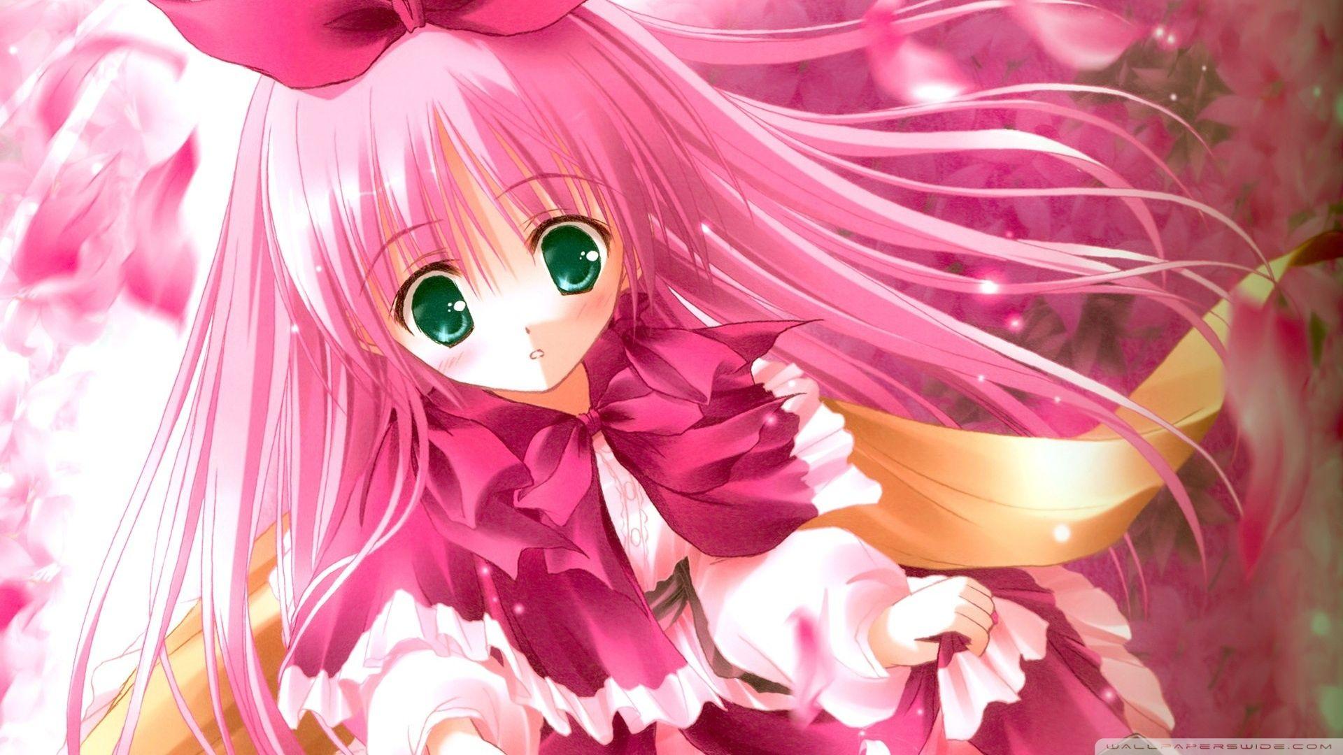 Cute Anime Girl Pink Wallpaper gambar ke 18