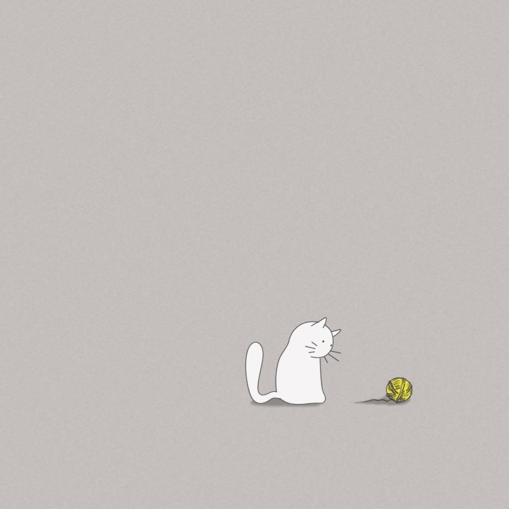 1024x1024 Waiting Cat iPad Wallpaper Free Download