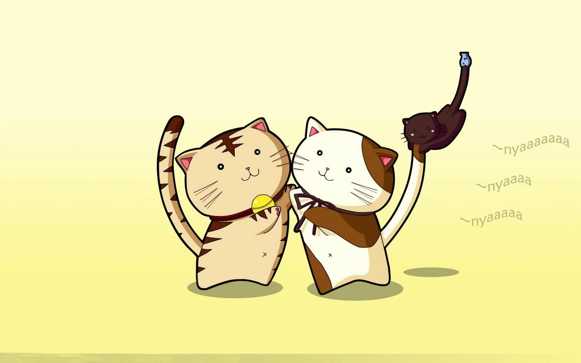 1999x1249 Cartoon Cute Cat Drawing Wallpaper