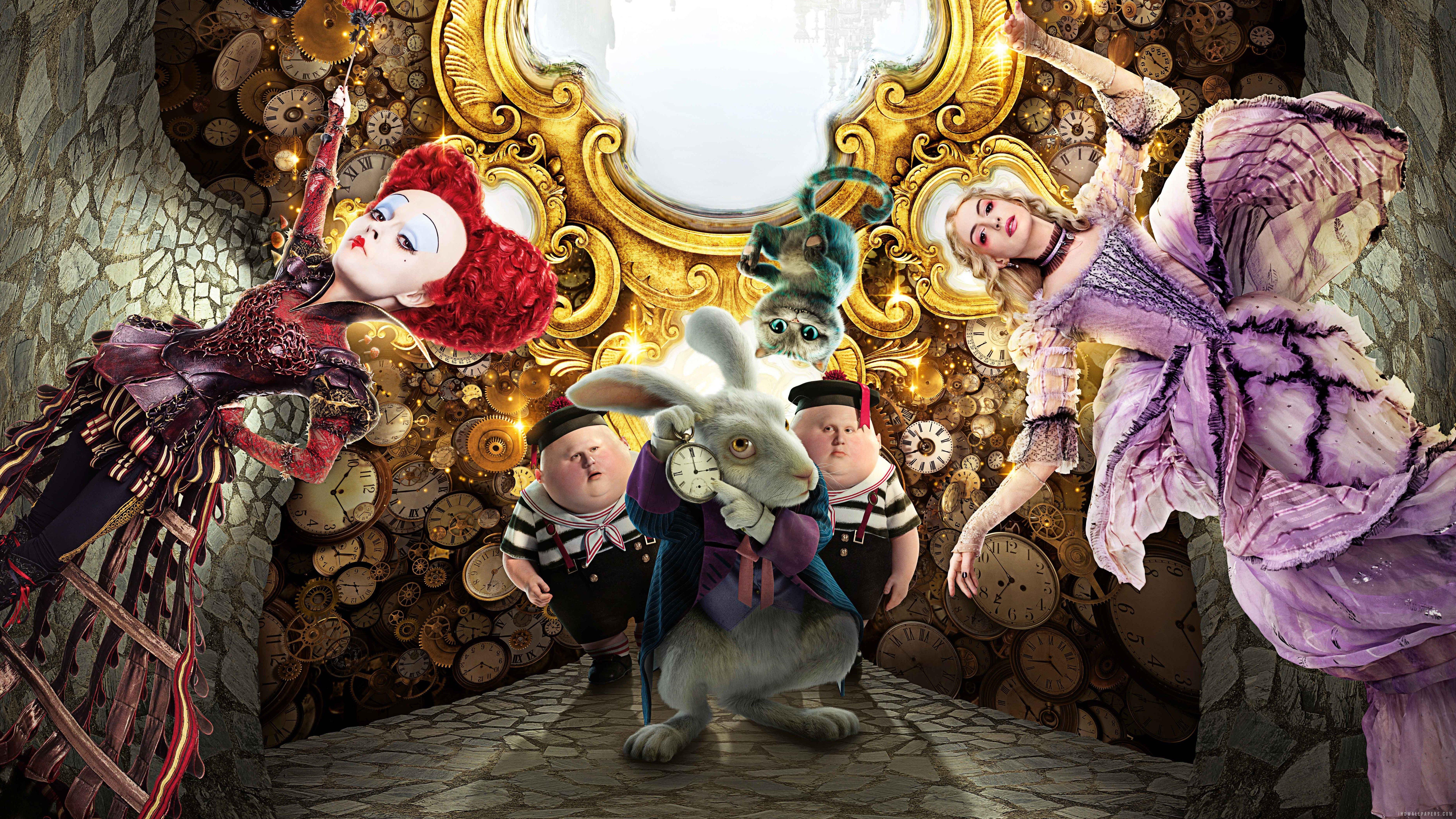 7680x4320 Wallpaper Aliceking Glass, rabbit, red queen, best movies of Movies