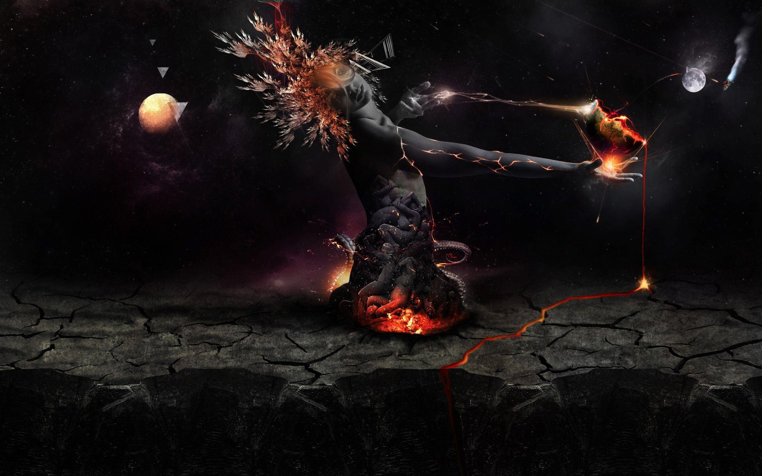 2560x1600 Women, Outer Space, Artistic, Digital Art, Red Queen Hypothesis Wallpaper