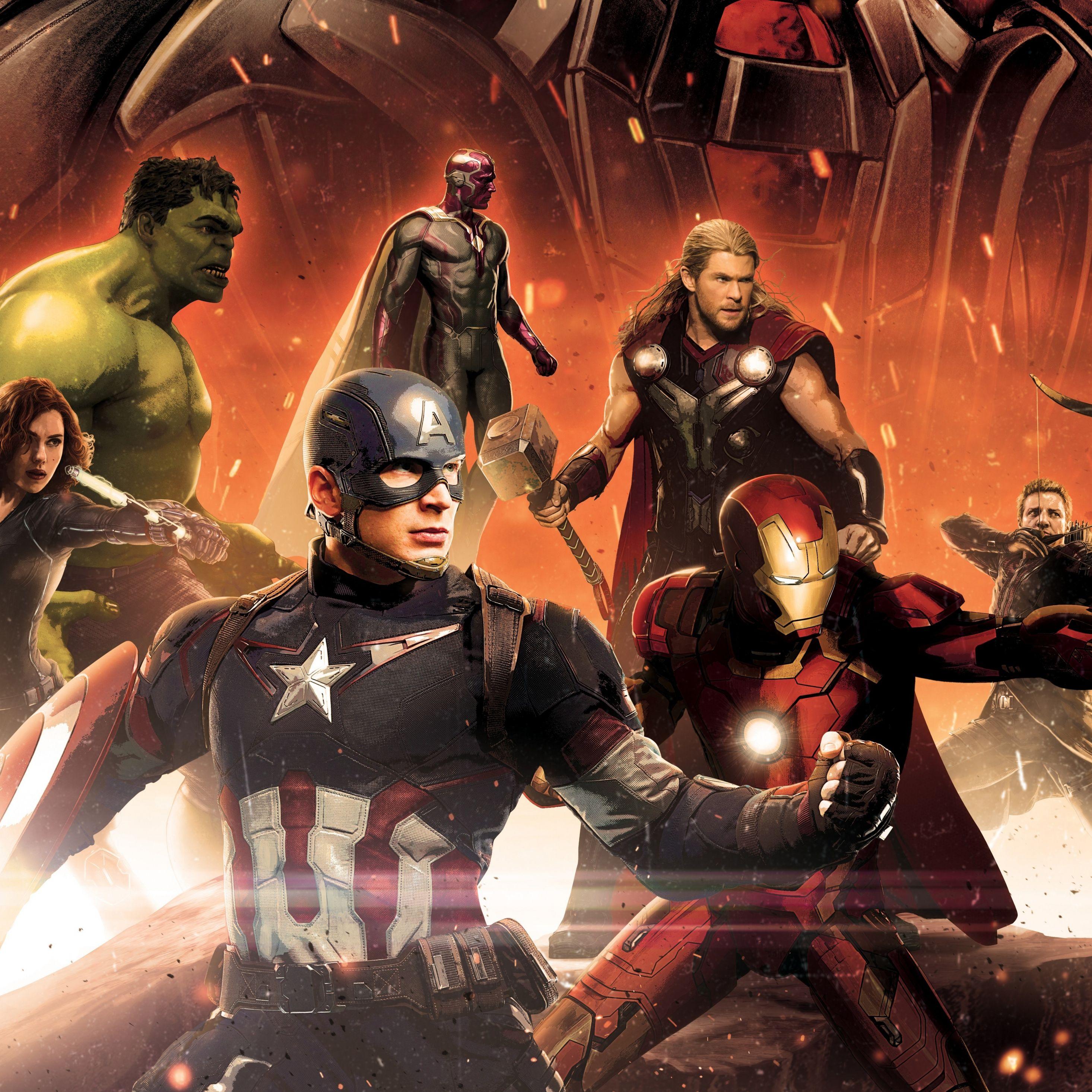 2932x2932 Download 2932x2932 wallpaper avengers: age of ultron, hulk, black widow, captain america, ipad pro retina, 2932x2932 HD image, background, 4811