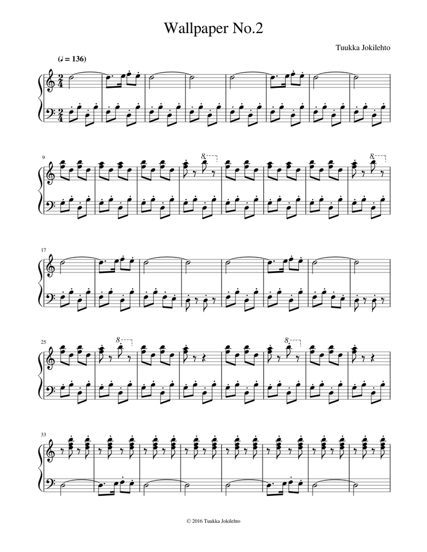 850x1100 Wallpaper No.2 Sheet music for Piano (Solo)