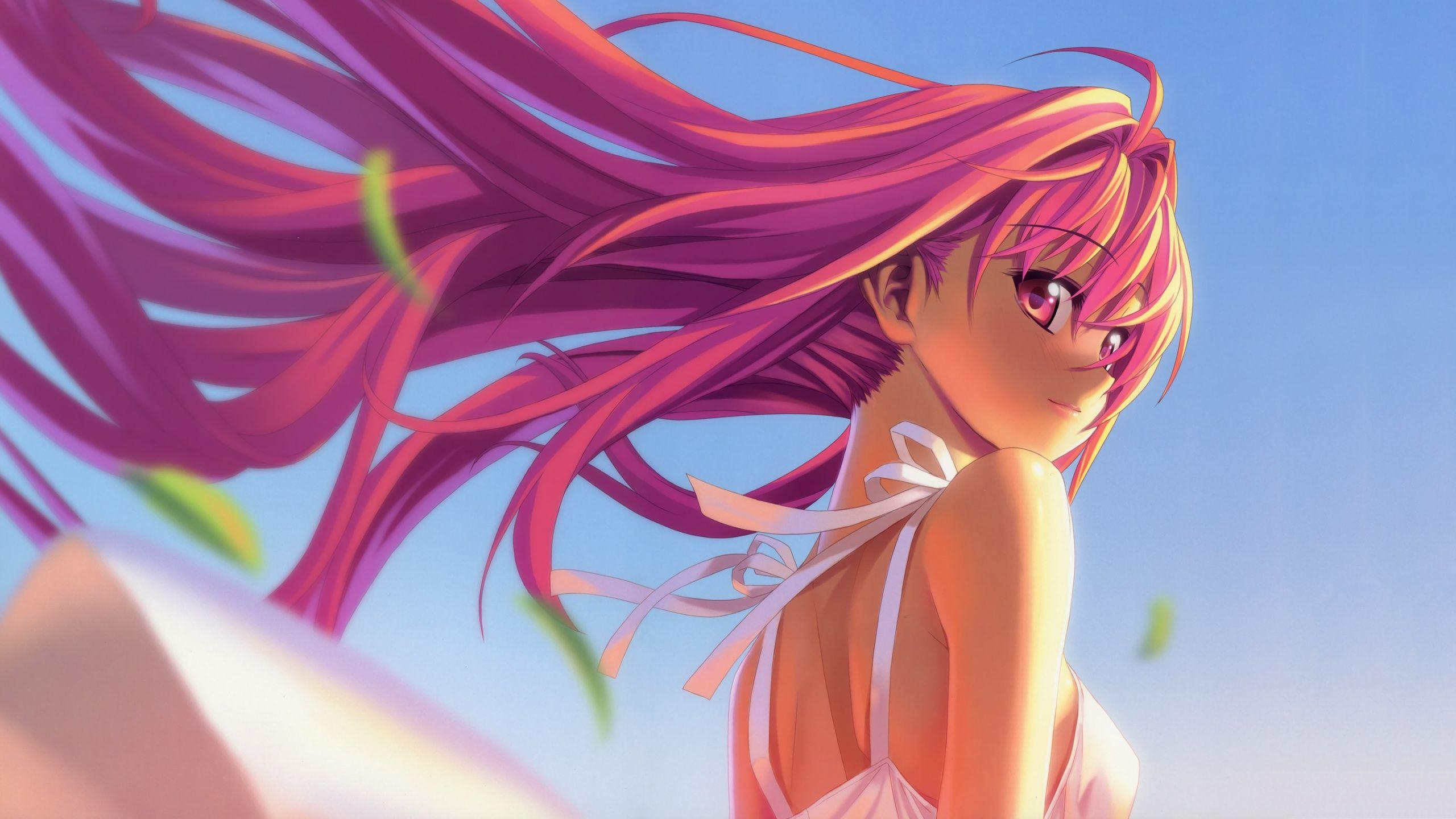 2560x1440 Pink Anime Girl