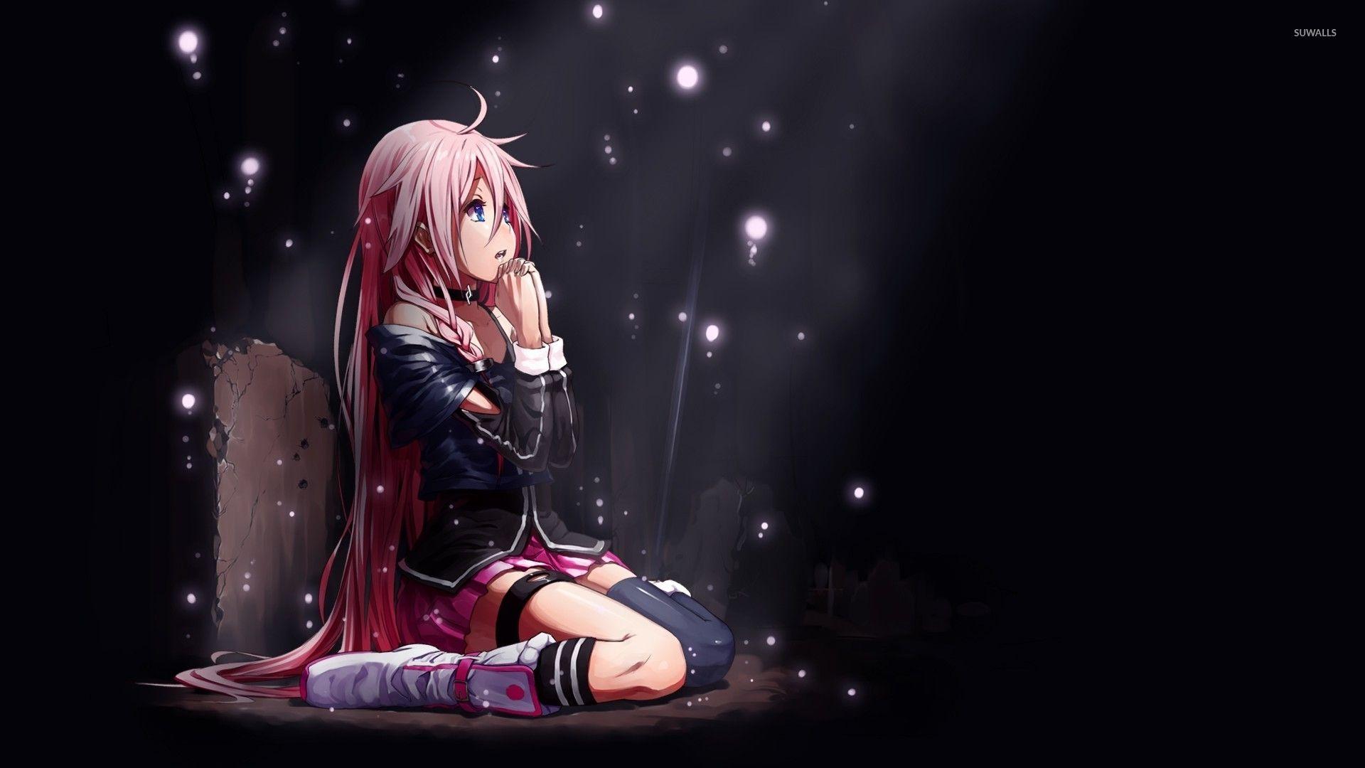 1920x1080 Girl with pink hair praying wallpaper wallpaper