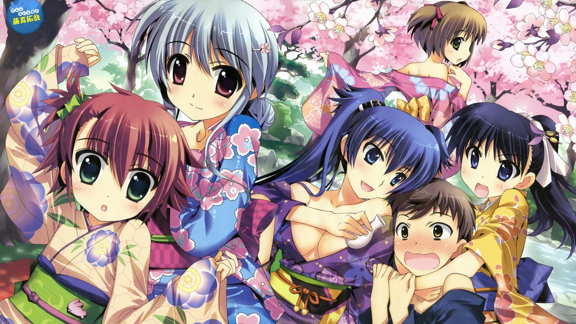 1920x1080 Fujima Takuya R 15 Akutagawa Taketo Kurabu Katsuyo Kuroki Kurumi Musen Ran Narukara Fukune Sonokoe Utae Cleavage Kimono Wallpaper