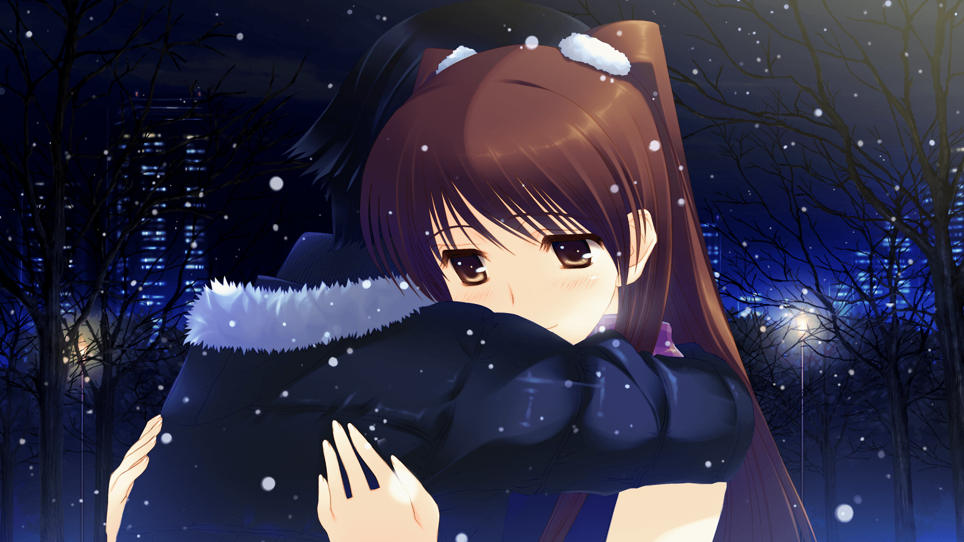 1920x1080 Wallpaper White Album Kitahara Haruki, Ogiso Setsuna, Snow, Hug, Romance, Couple, Snow
