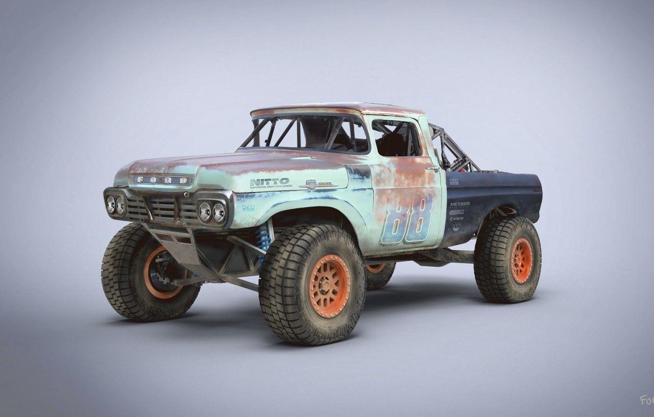 1332x850 Wallpaper car, Trophy Rat, 1959 Ford F250 stake bed ranch truck image for desktop, section рендеринг