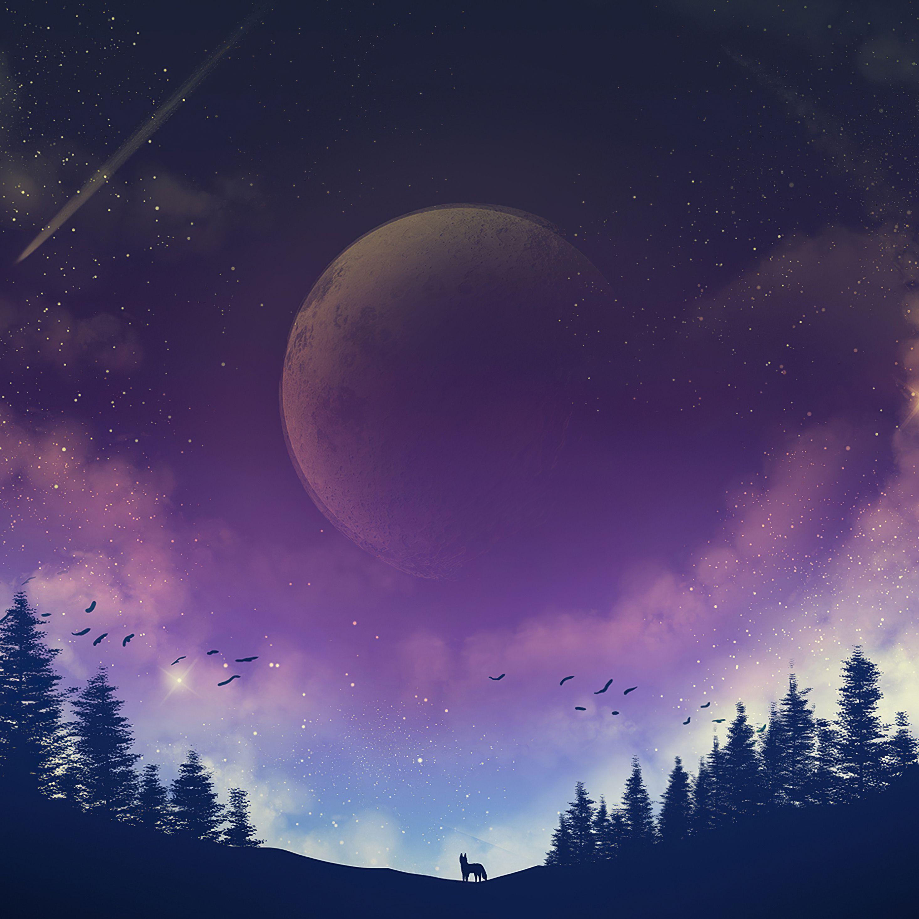 2932x2932 Moon Fox Galaxy 4k iPad Pro Retina Display HD 4k Wallpaper, Image, Background, Photo and Picture