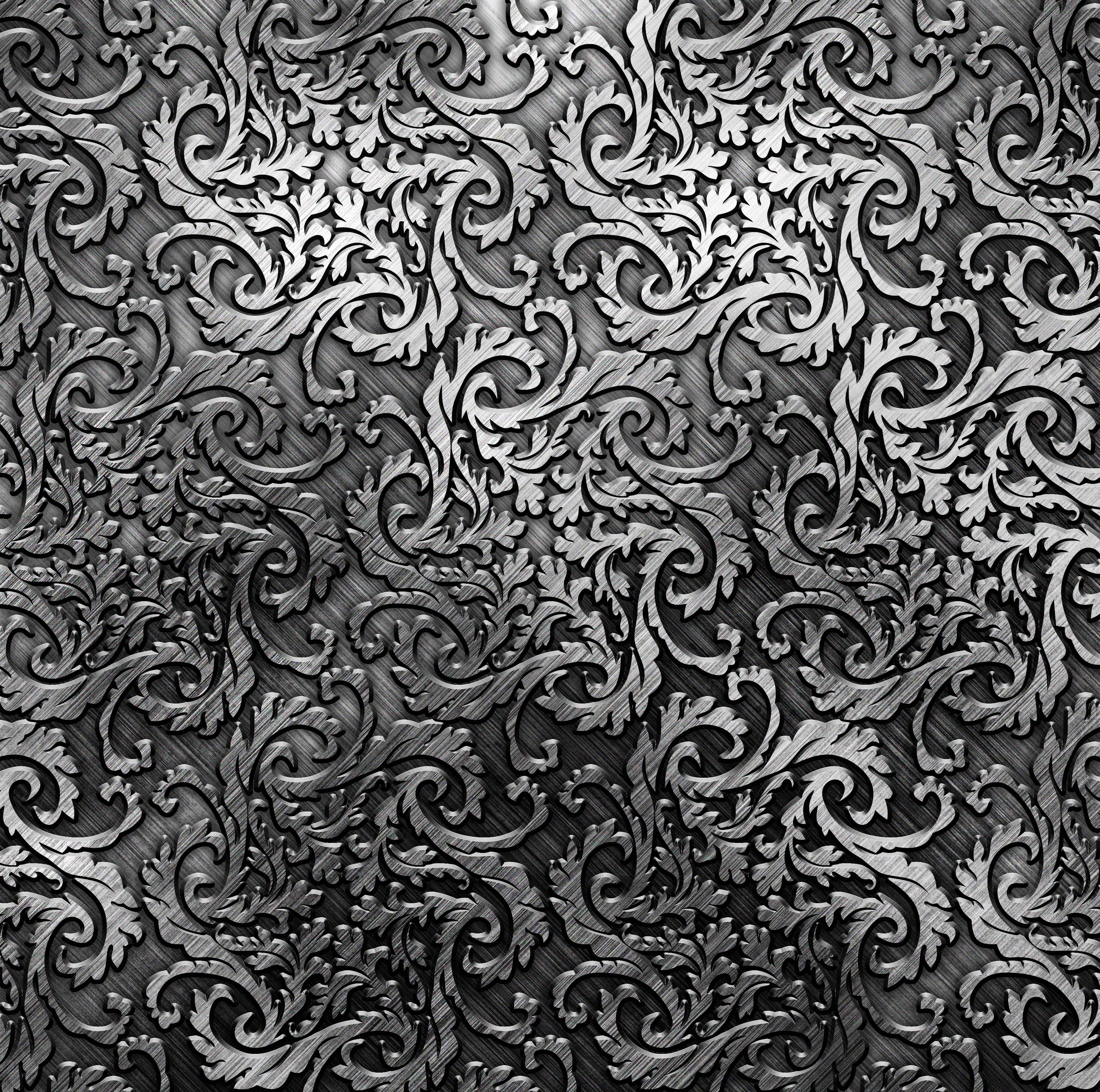 6650x6600 grey damask 3D wallpaper #metal #pattern #silver #metal #texture #background #pattern #steel #metall. Phone wallpaper patterns, Metal texture, Cellphone wallpaper
