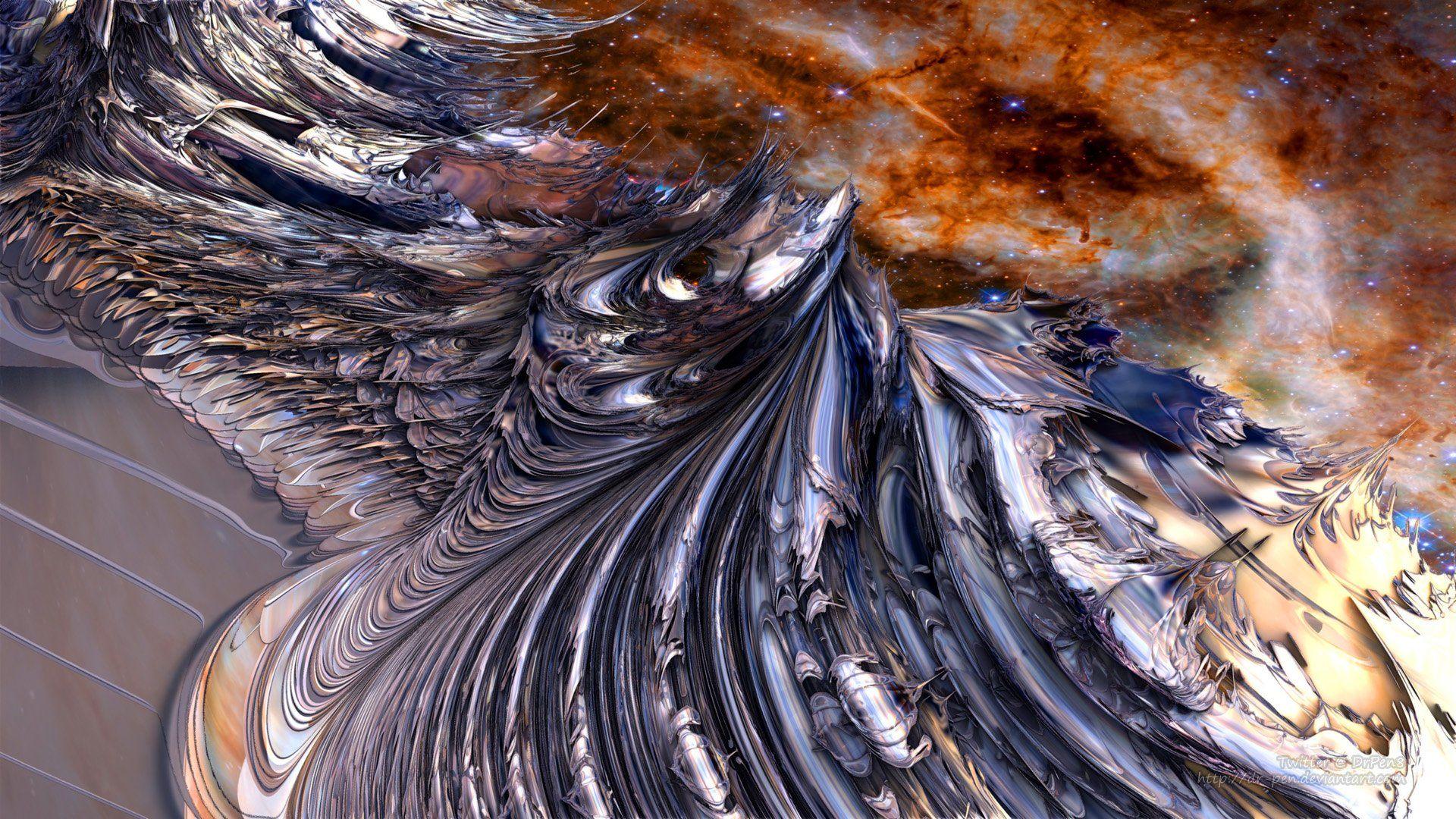 1920x1080 Steel Waves and Stars Fractal Art HD Wallpaper