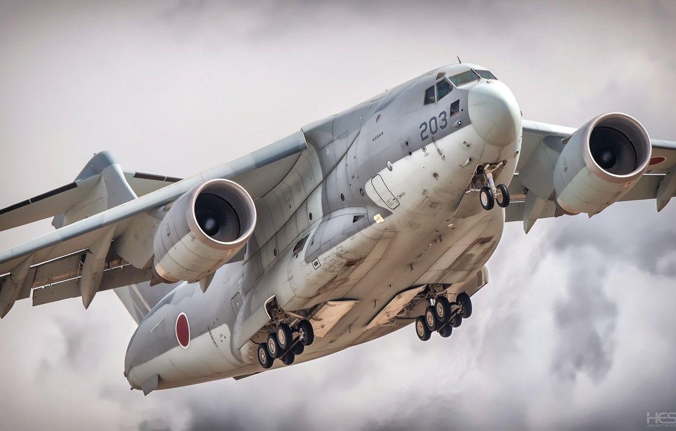 1332x850 Wallpaper The Air Defense Forces Of Japan, Chassis, Military Transport Aircraft, The Self Defense Forces Of Japan, HESJA Air Art Photography, Kawasaki C 2 Image For Desktop, Section авиация