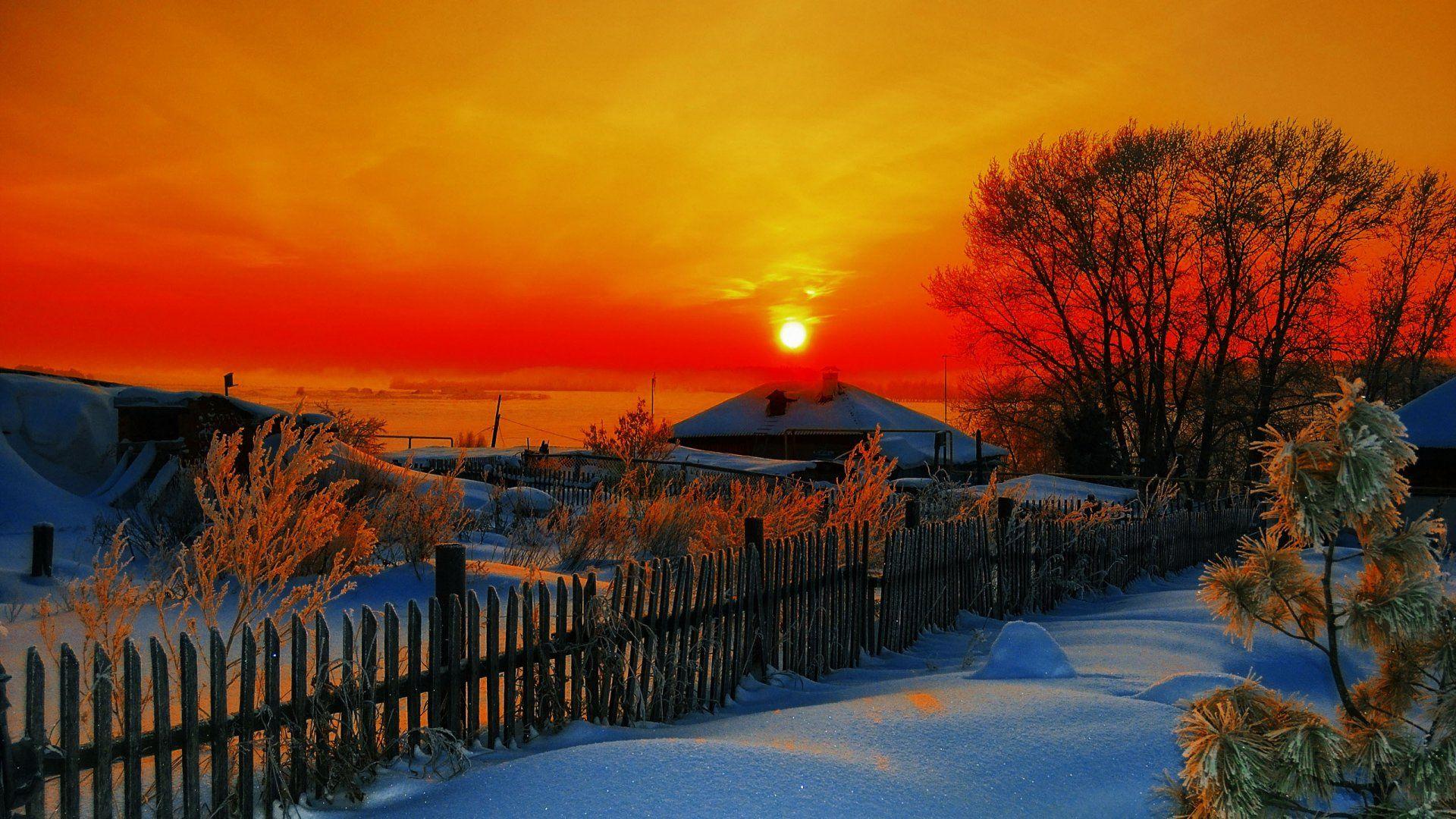 1920x1080 Winter Sunset HD Wallpaper. Background Imagex1080
