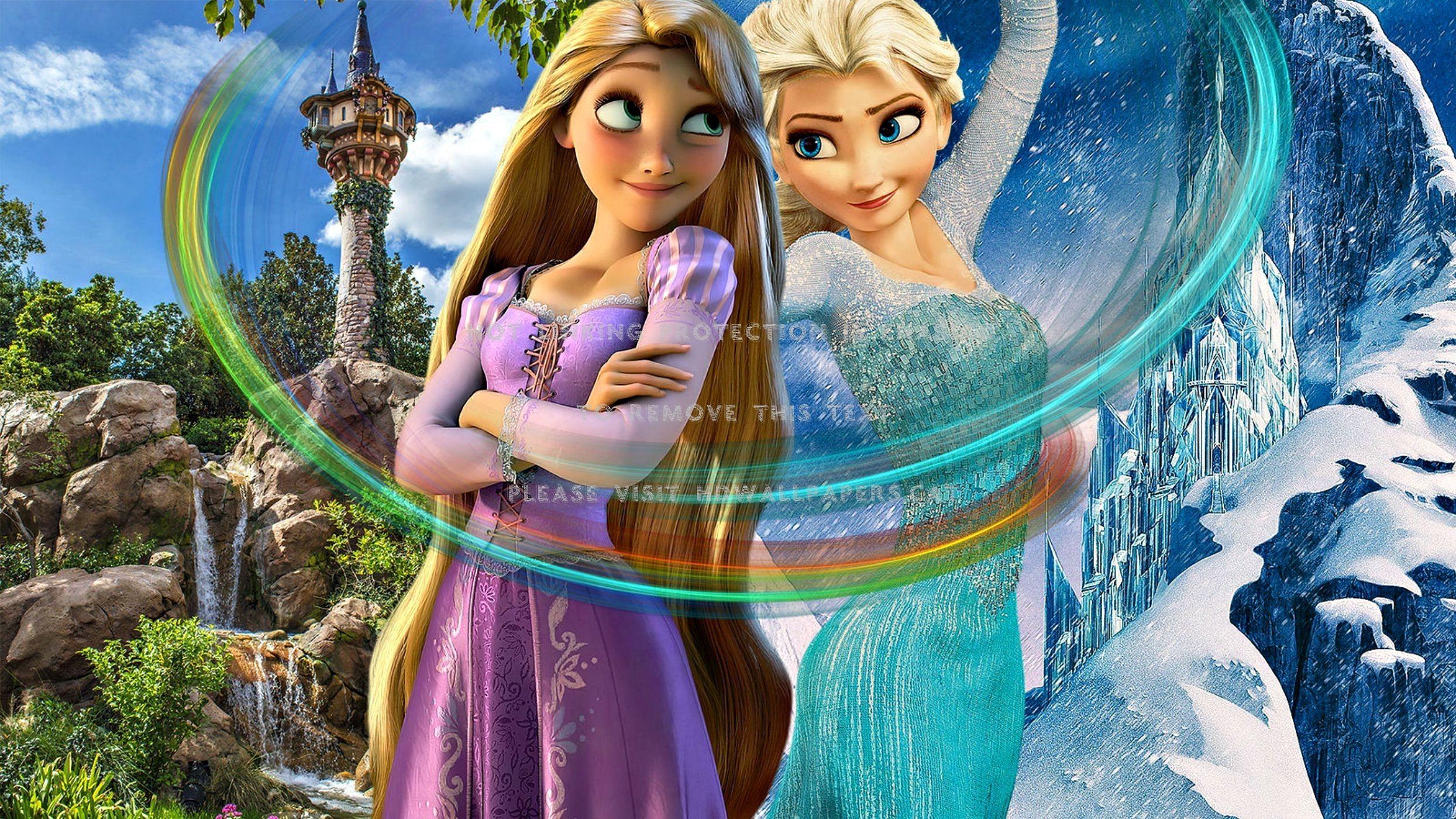 2489x1400 rapunzel and elsa princess blue disney pink