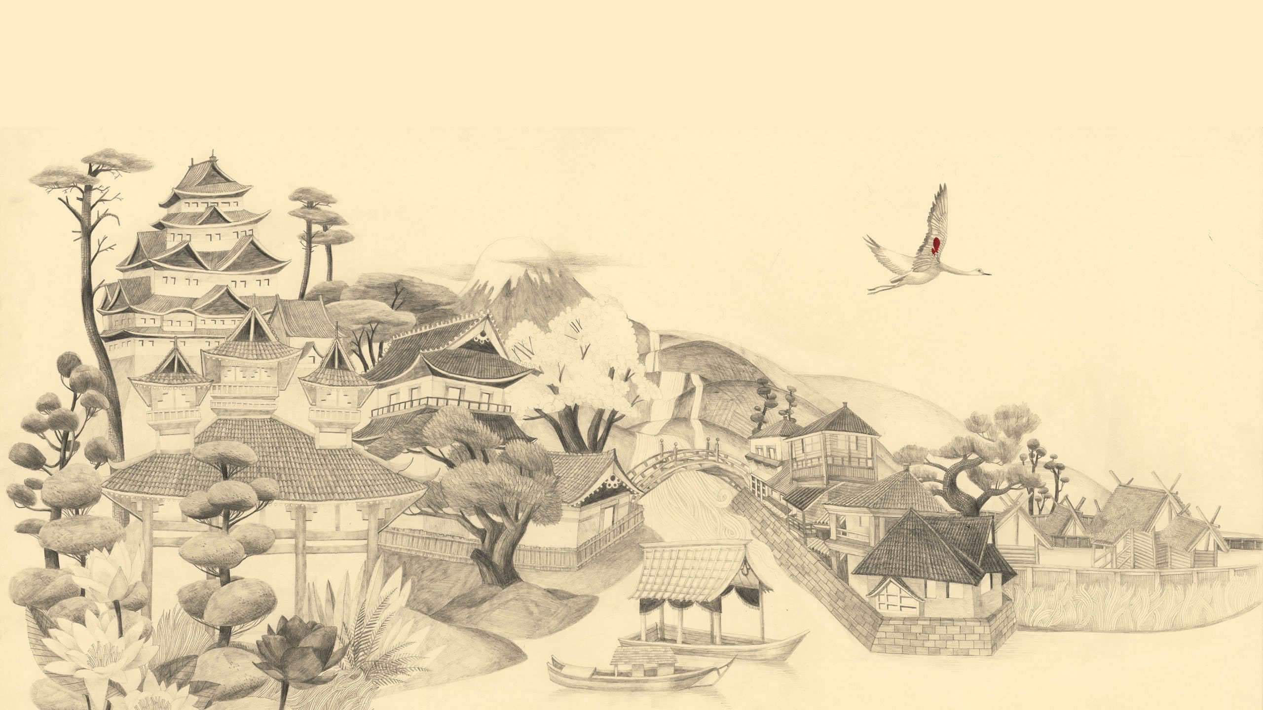 2560x1440 Traditional Japanese Drawing Art WQHD 1440P Wallpaper